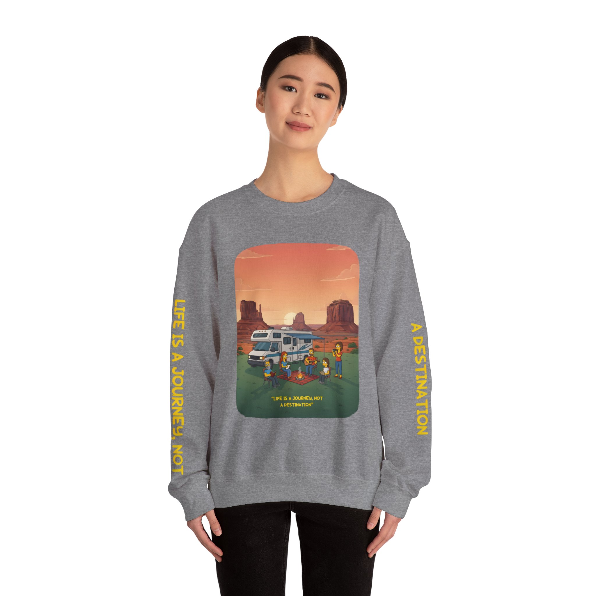 Unisex Heavy Blend™ Crewneck Sweatshirt — "Life Is A Journey-Not A Destination" Design Sitcom-Line