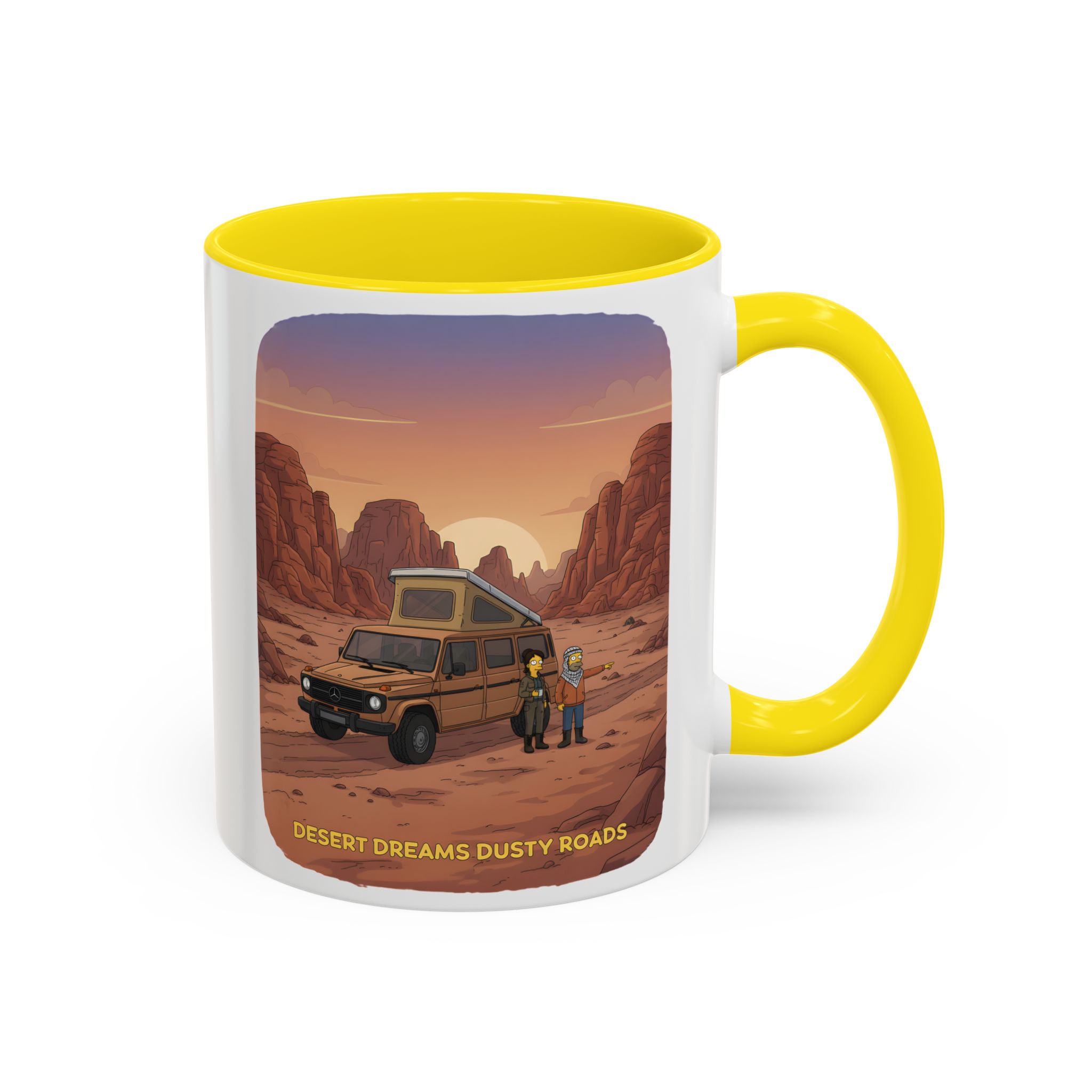 Accent Coffee Mug (11, 15oz) — "Desert Dreams Dusty Roads" Design Sitcom-Line