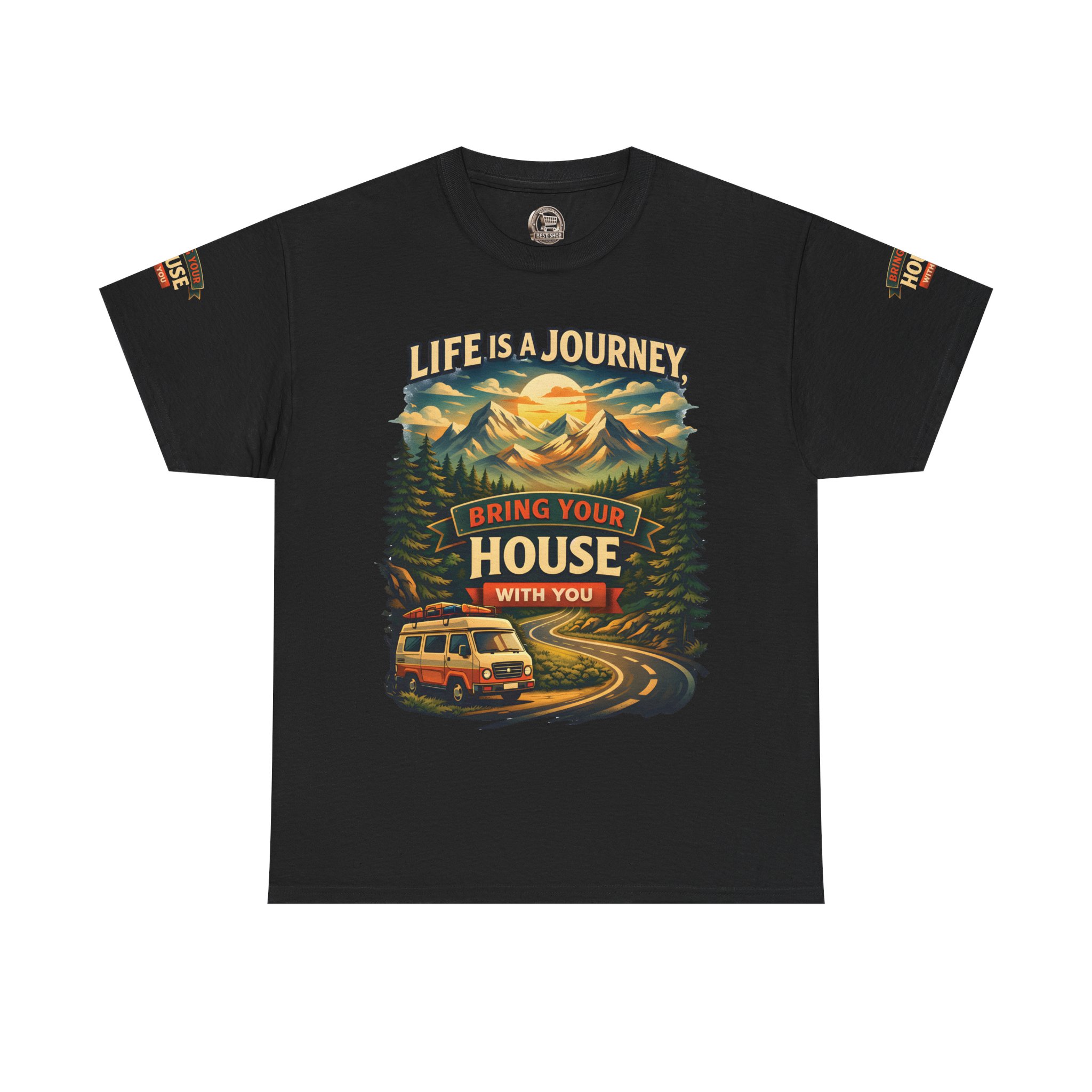 12331604816886578544_2048.jpeg Unisex Heavy Cotton Tee — "Live Is A Journey-Bring Your House With You" Design Scenic-Line
