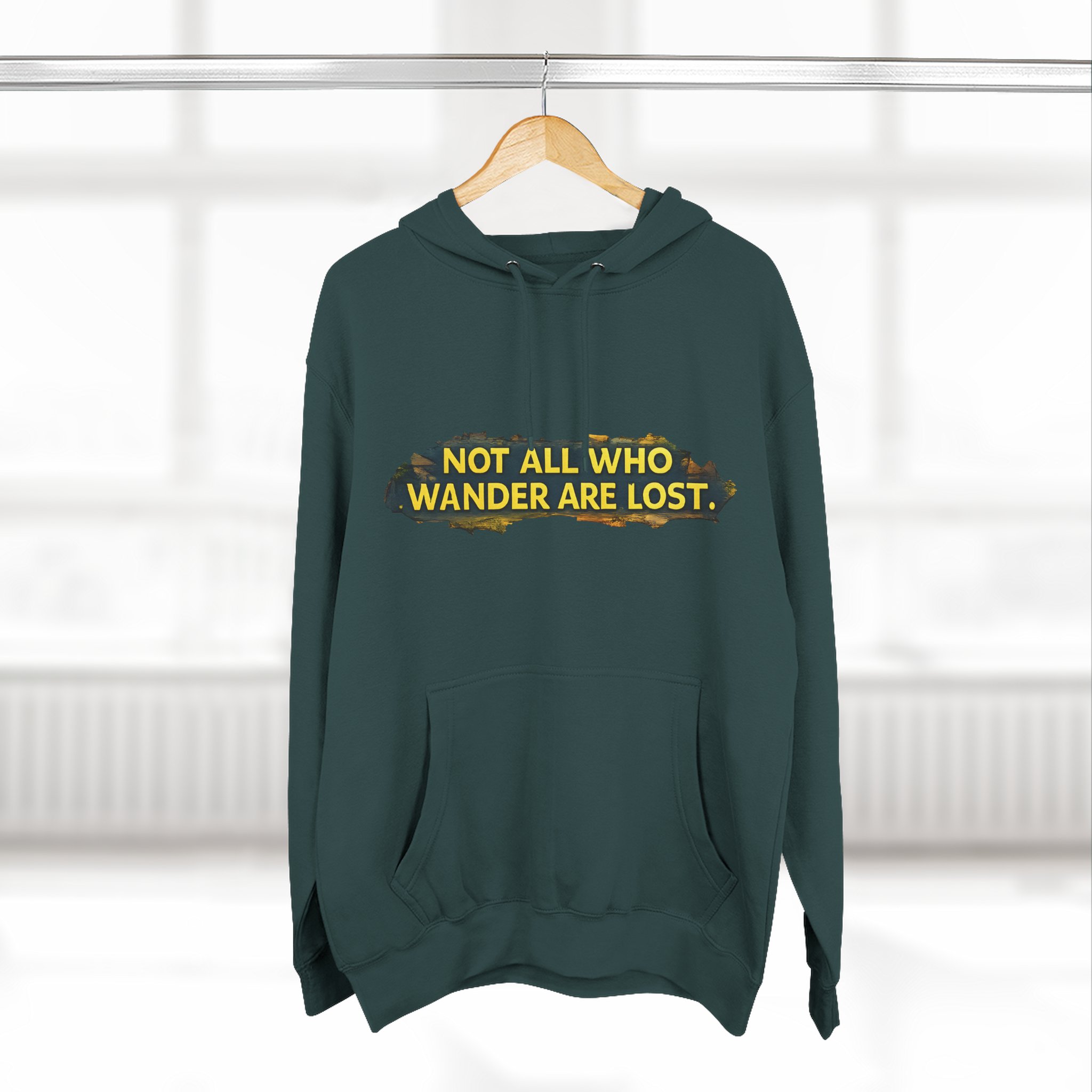 12334146985337190830_2048.jpeg Three-Panel Fleece Hoodie - "Not All Who Wander Are Lost" Design Cubic-Line