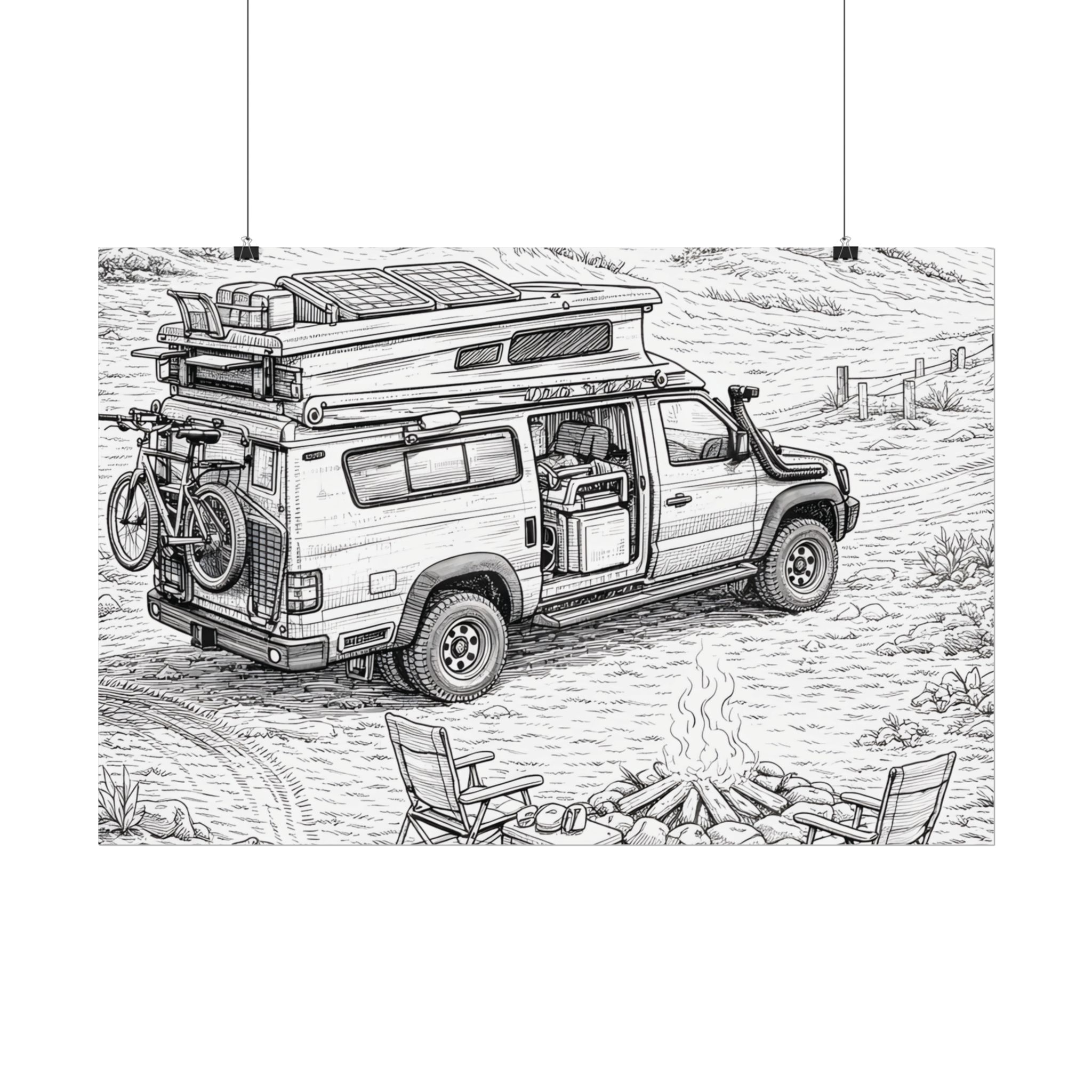 Campervan Poster — Vintage RV Camping Landscape Wall Art