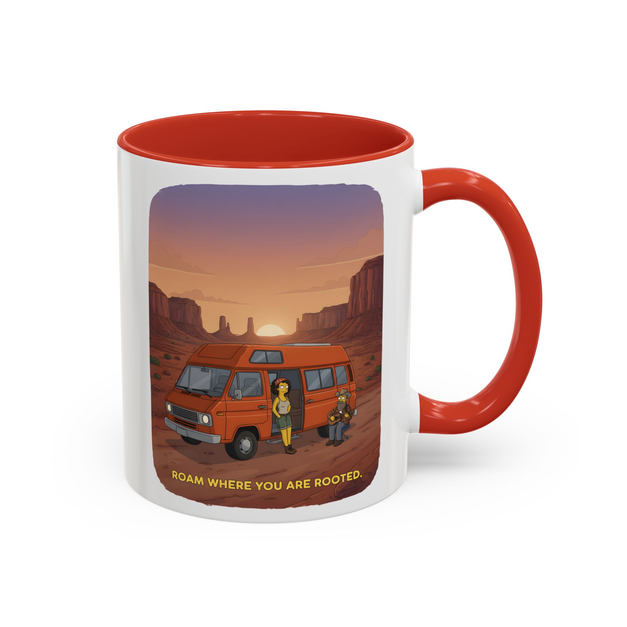 Accent Coffee Mug (11, 15oz) — "Roam Where You Are Rooted" Design Sitcom-Line