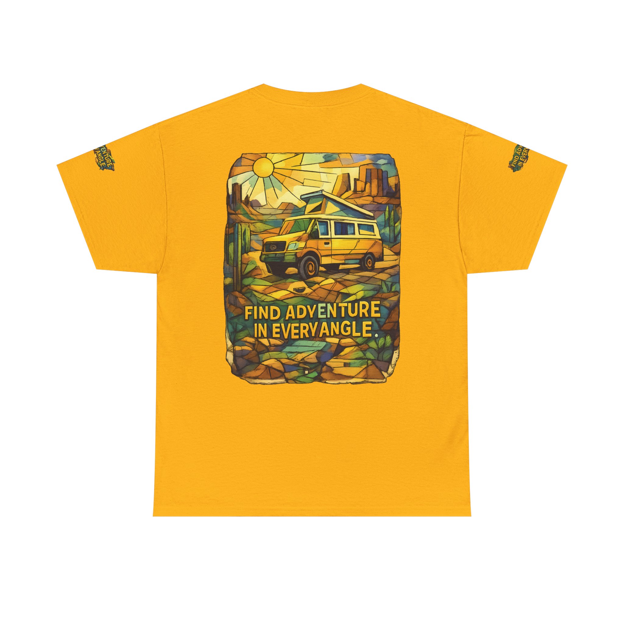 Unisex Heavy Cotton Tee — "Find Adventure In Every Corner" Design Cubic-Line