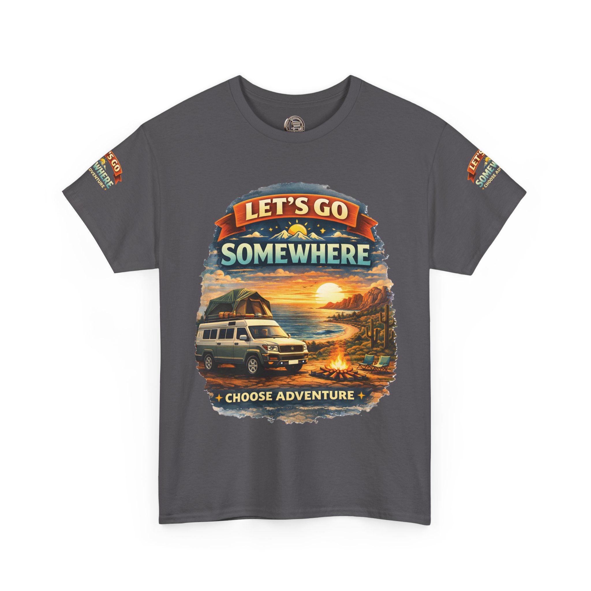 Unisex Heavy Cotton Tee — "Lets Go Somewhere" Design Scenic-Line