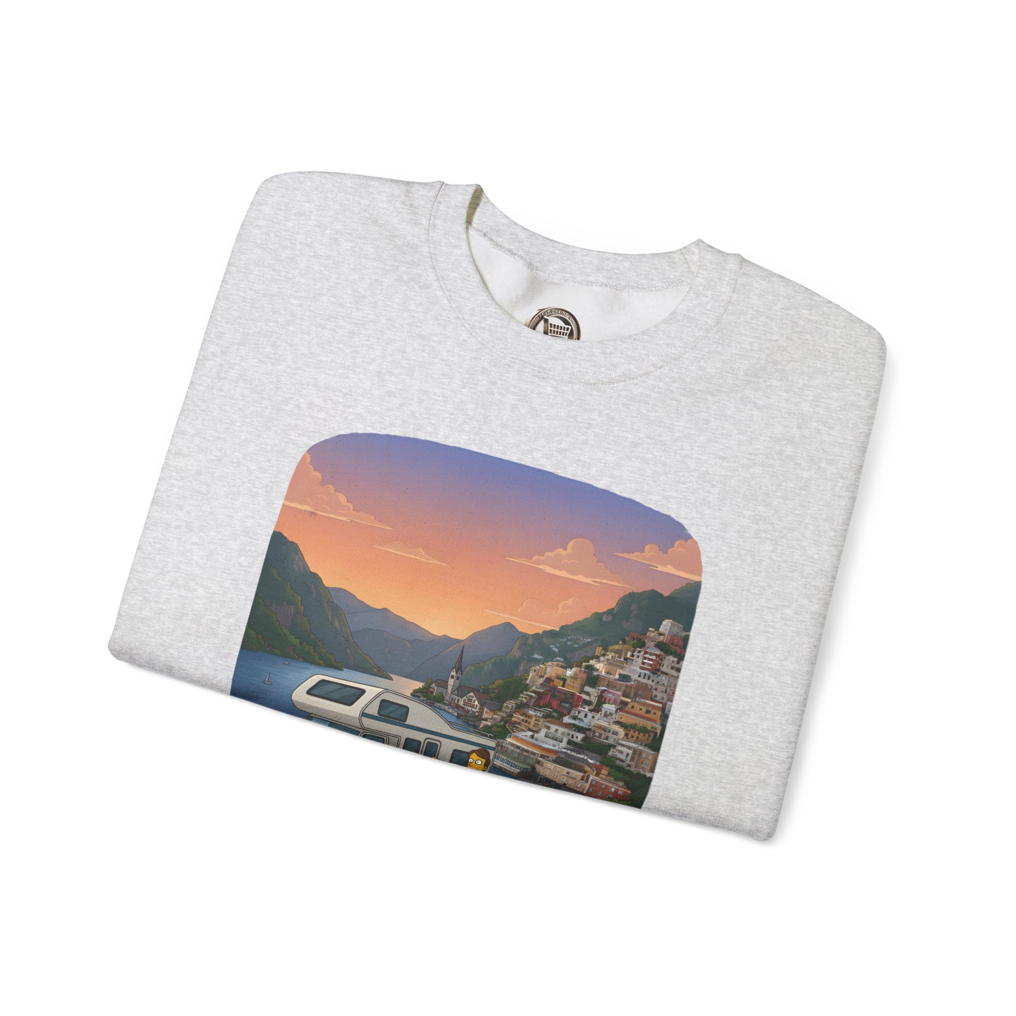 Unisex Heavy Blend™ Crewneck Sweatshirt — "Mountain Air-Alpine Adventure" Design Sitcom-Line