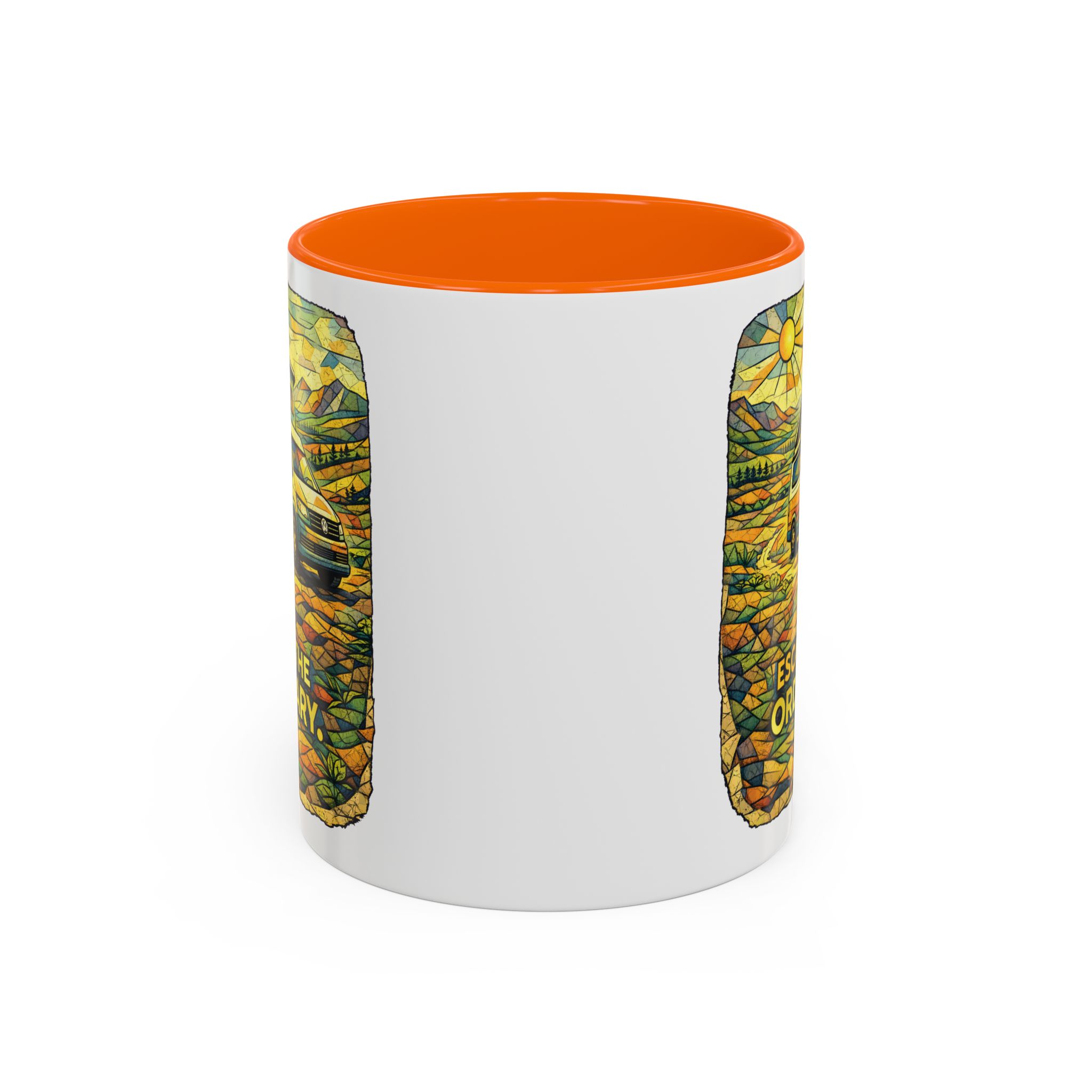 Accent Coffee Mug (11, 15oz) — "Escape The Ordinary" Design Cubic-Line