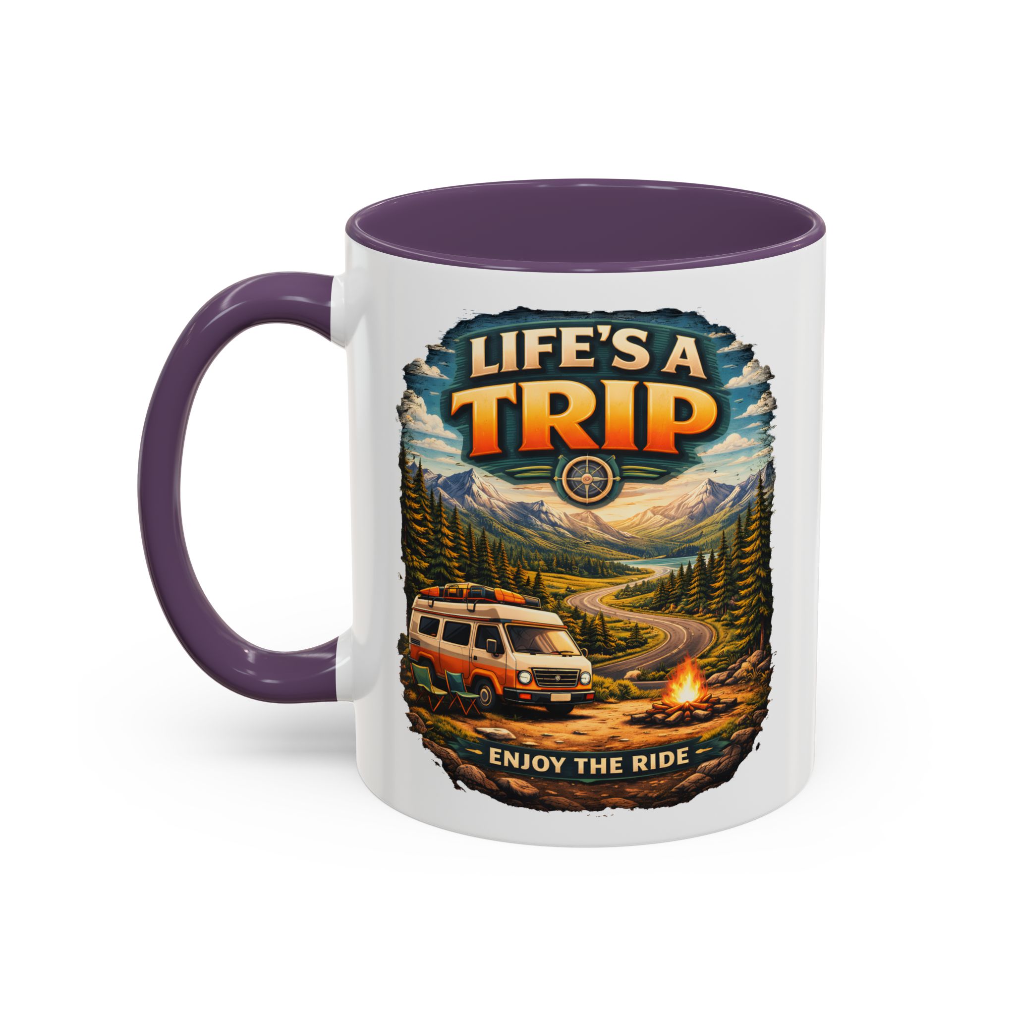 Accent Coffee Mug (11, 15oz) — "Life s A Trip" Design Scenic-Line