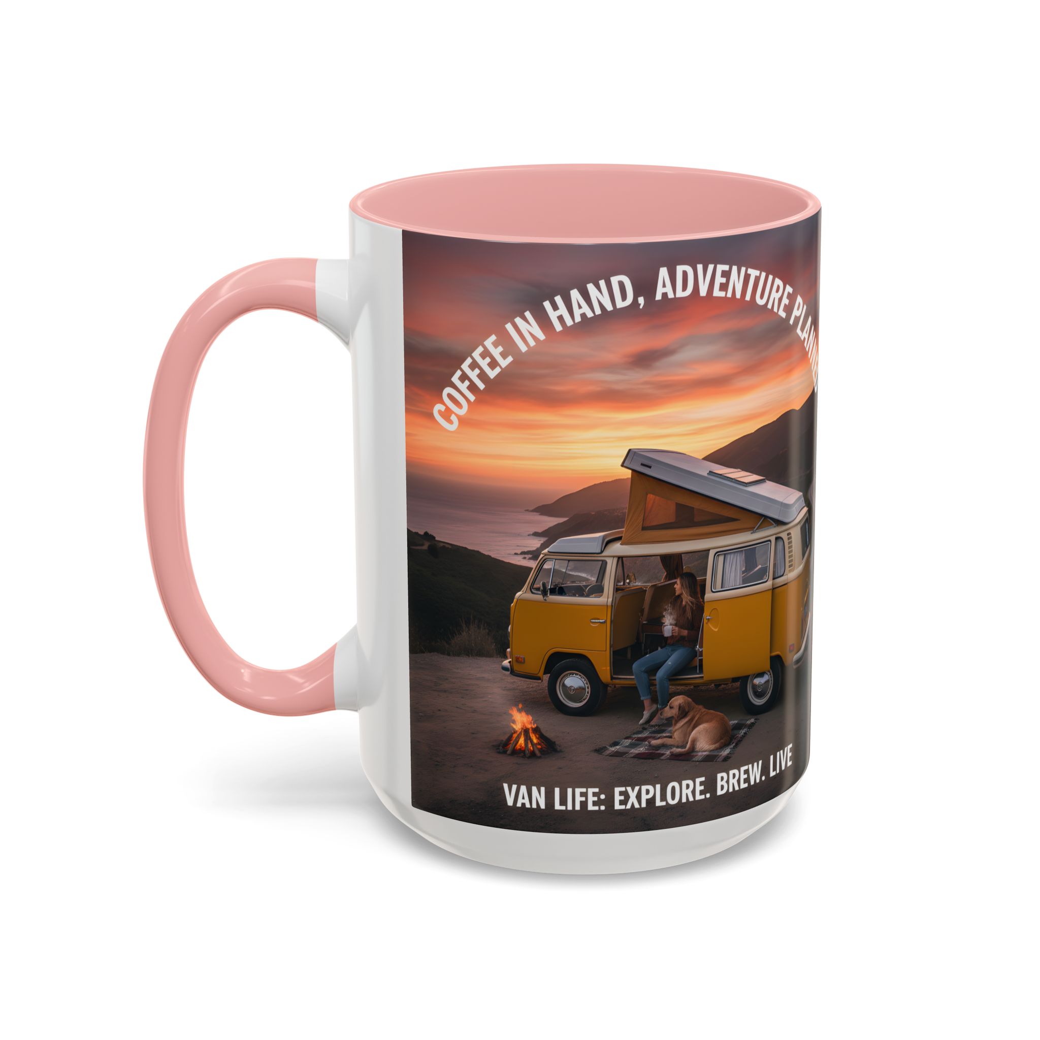 Accent Coffee Mug (11, 15oz) - "Coffee in Hand, Adventure Planned"