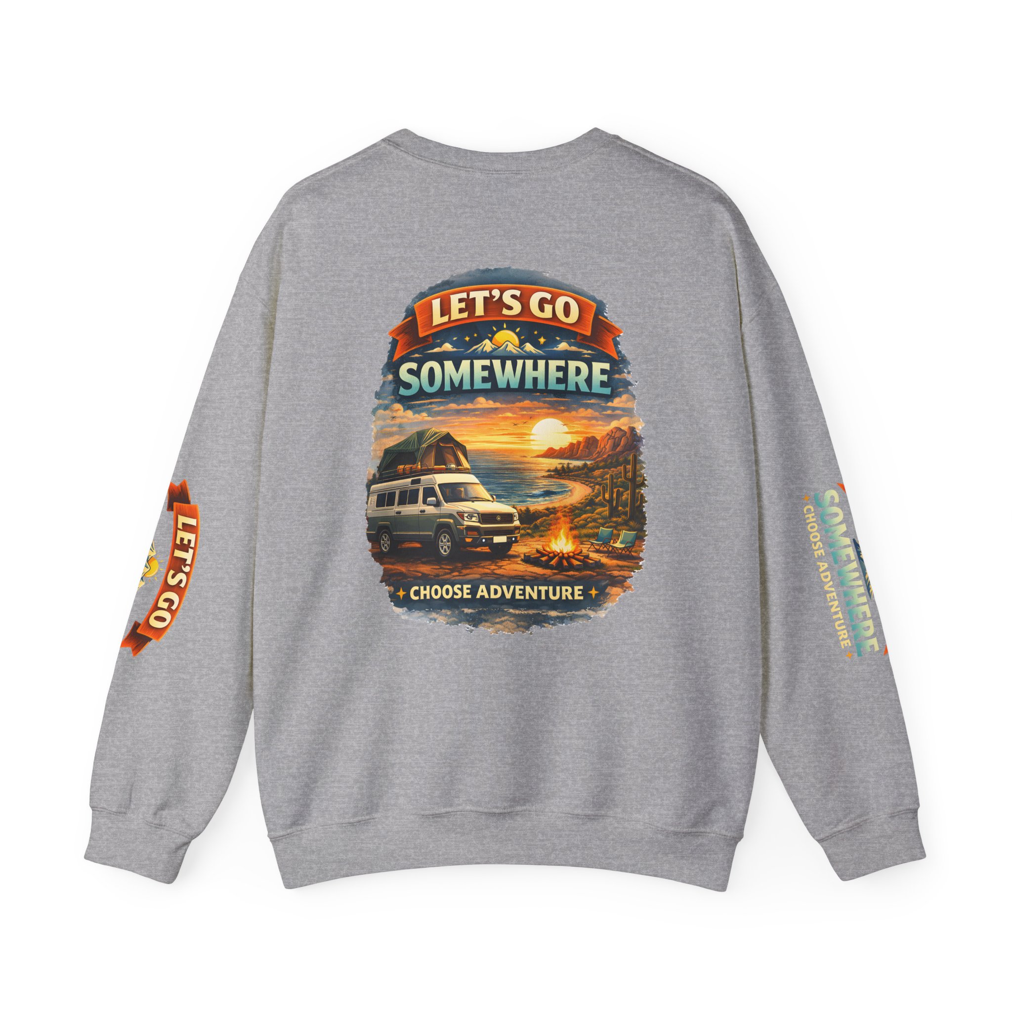 Unisex Heavy Blend™ Crewneck Sweatshirt — "Lets Go Somewhere" Design Scenic-Line