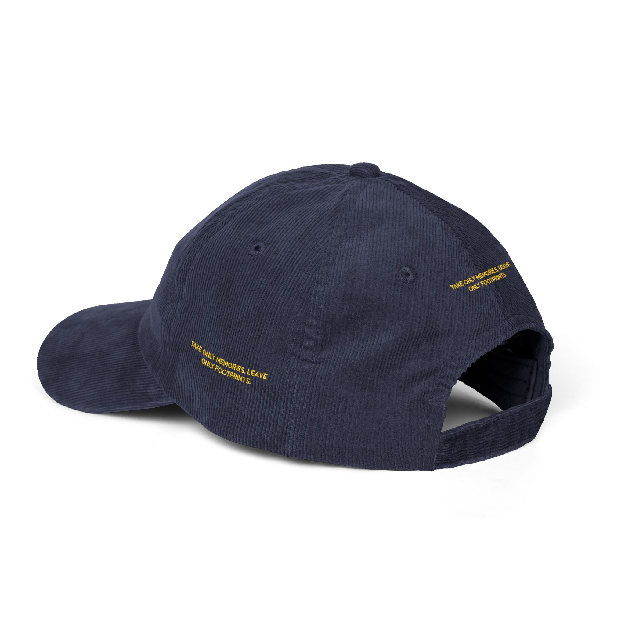 Vintage Corduroy Cap (Embroidery) — "Take Only Memories,Leave Only footprints" Embroidered Hat