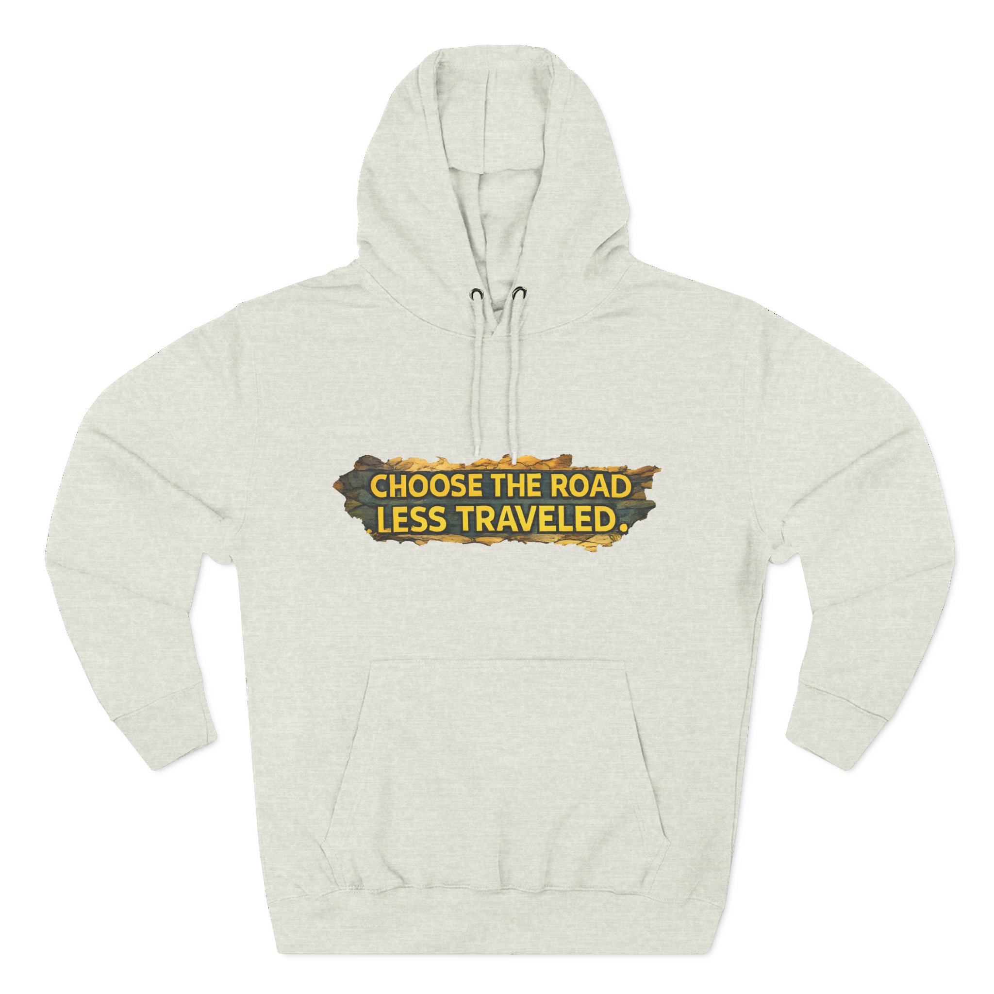 Three-Panel Fleece Hoodie - "Choose The Road Less Traveled" Design Cubic-Line
