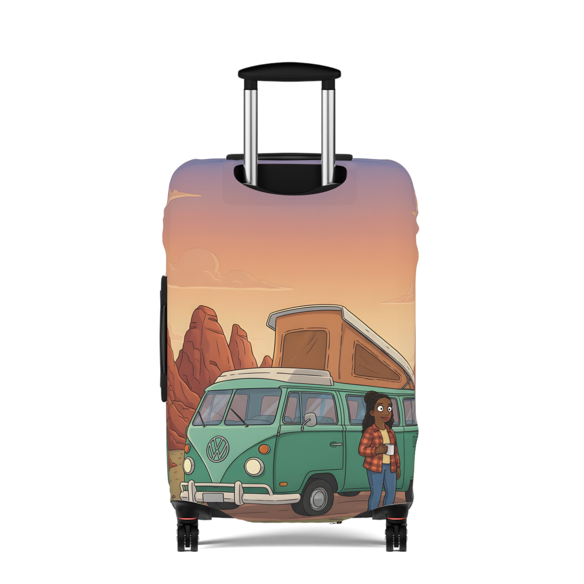 Luggage Cover — Adventure Camper Sketch Travel Suitcase(Design Sitcom-Line)