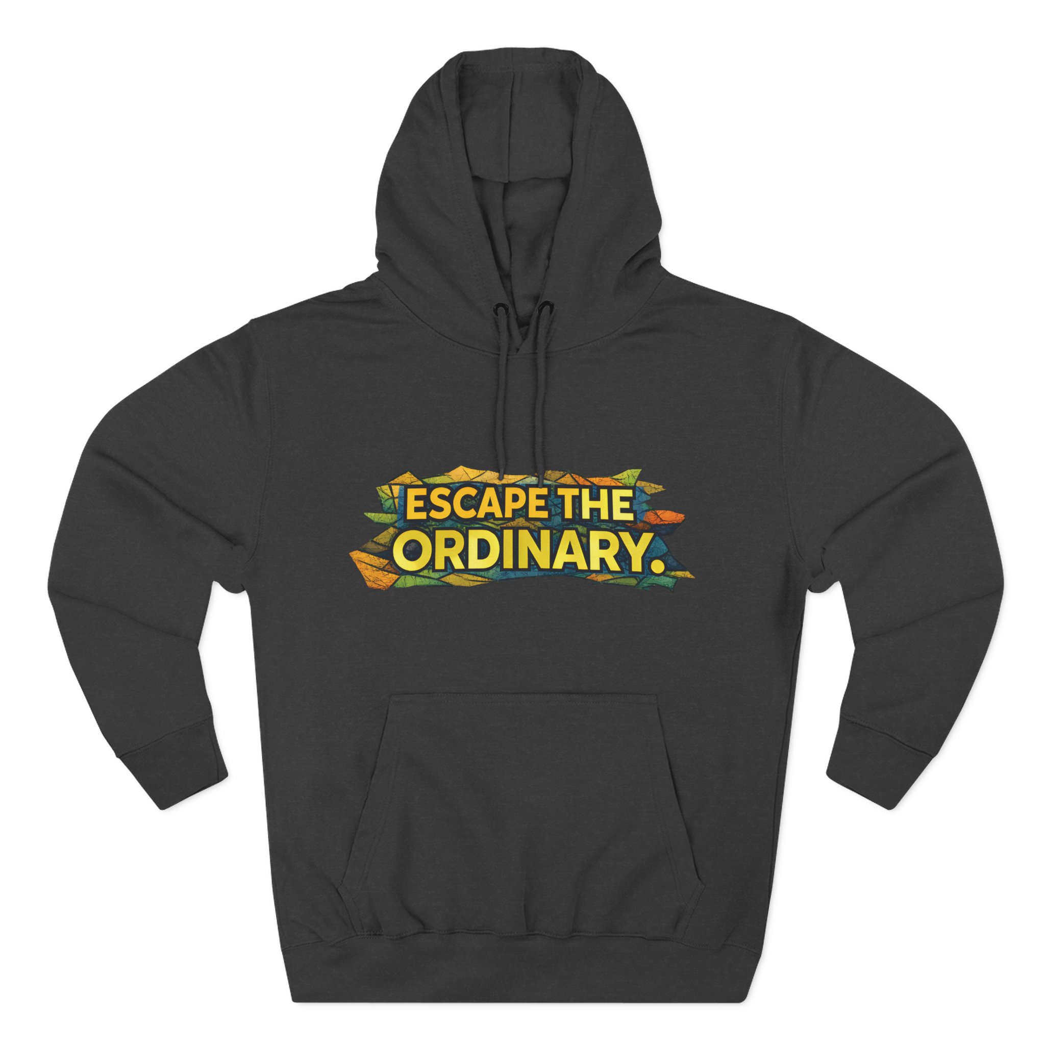 Three-Panel Fleece Hoodie - "Escape The Ordinary" Design Cubic-Line