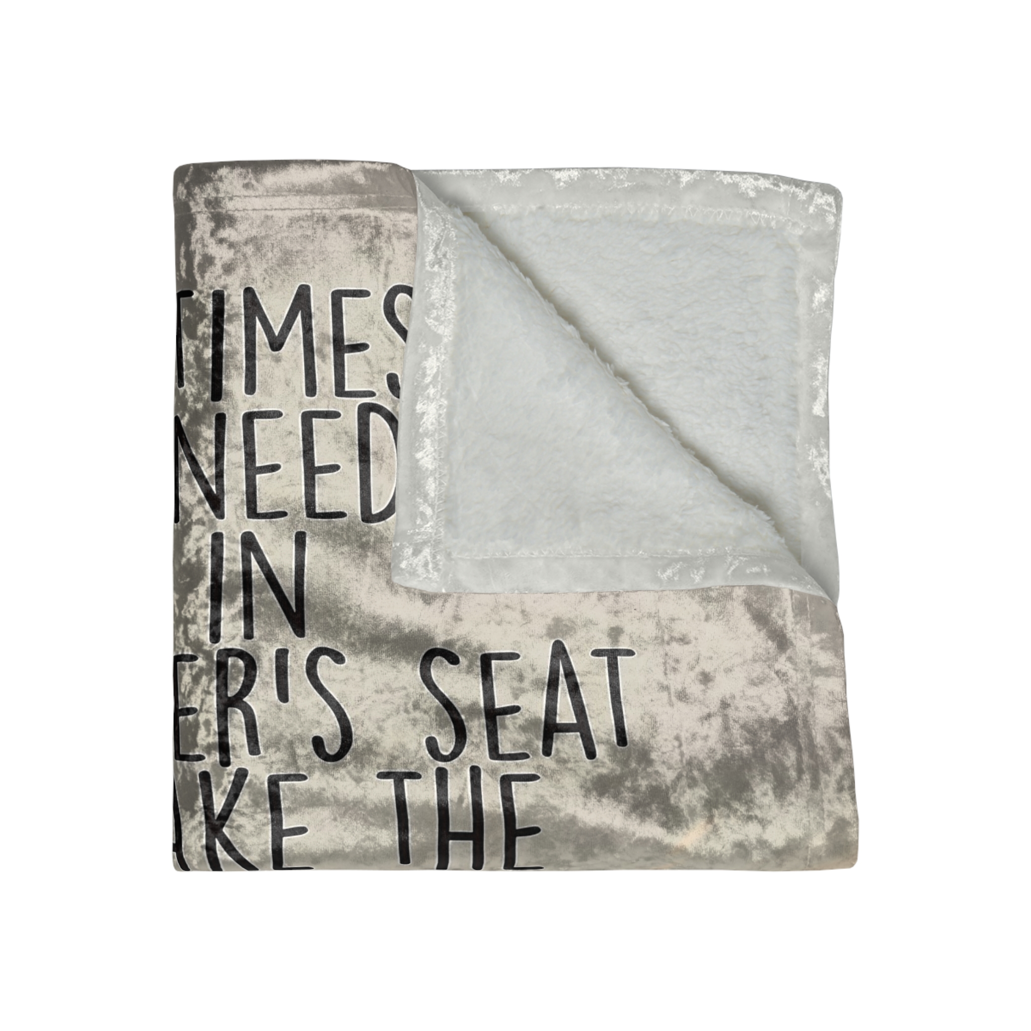 Crushed Velvet Blanket — Vintage VW Camper Quote: “Sometimes You Need to Get in the Driver’s Seat” Cozy Throw for Travel Lovers