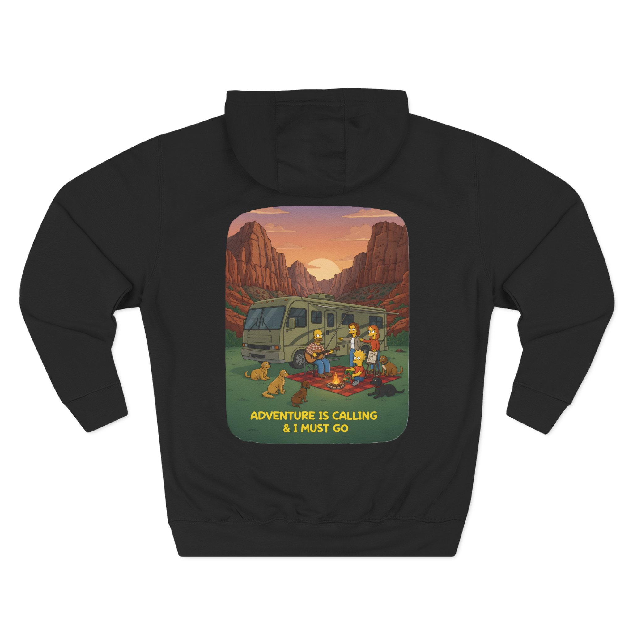 Three-Panel Fleece Hoodie - "Adventure Is Calling-I Must Go" Design Sitcom-Line