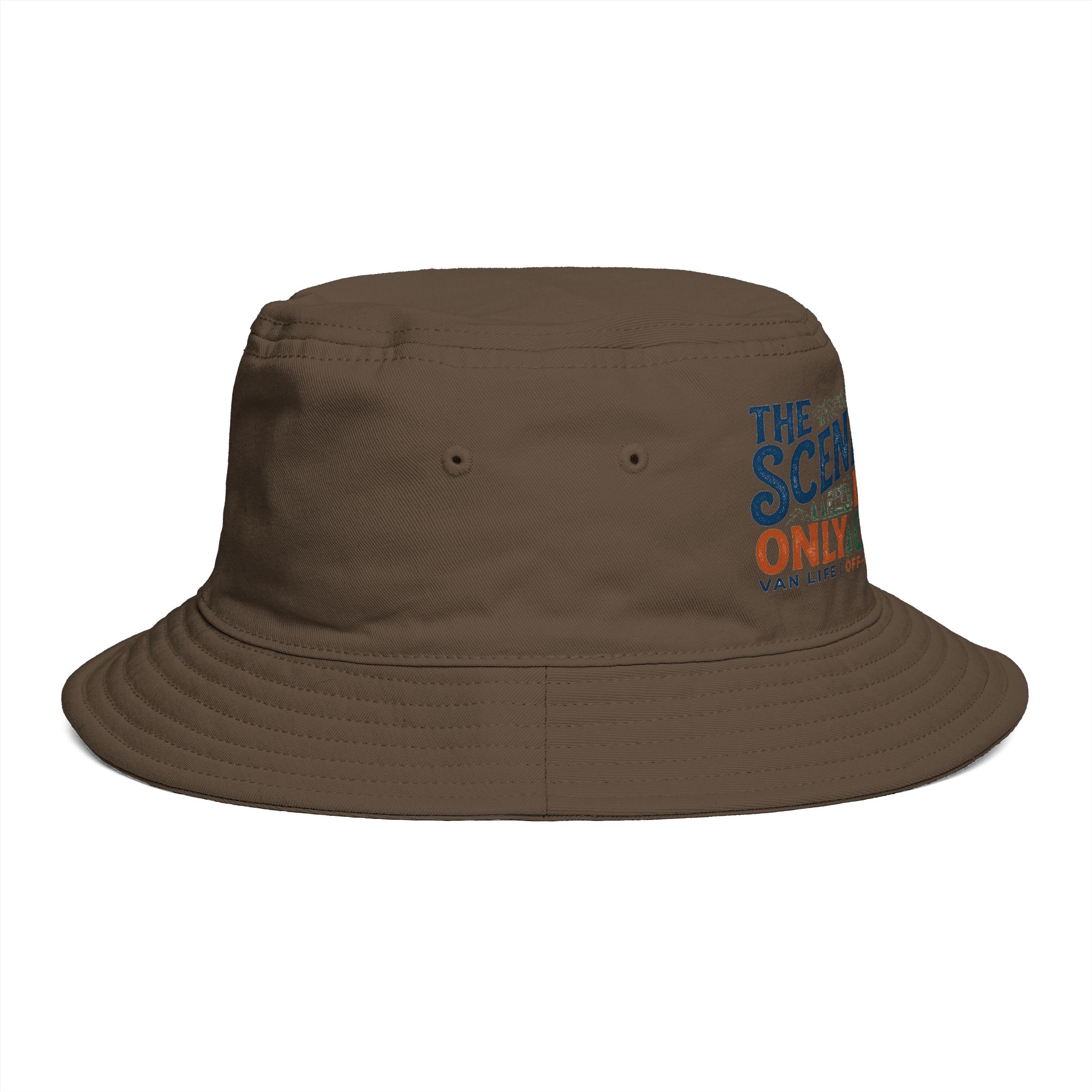 Bucket Hat — “The Scenic Route Is My Only Commute” Embroidered Outdoor Travel Hat
