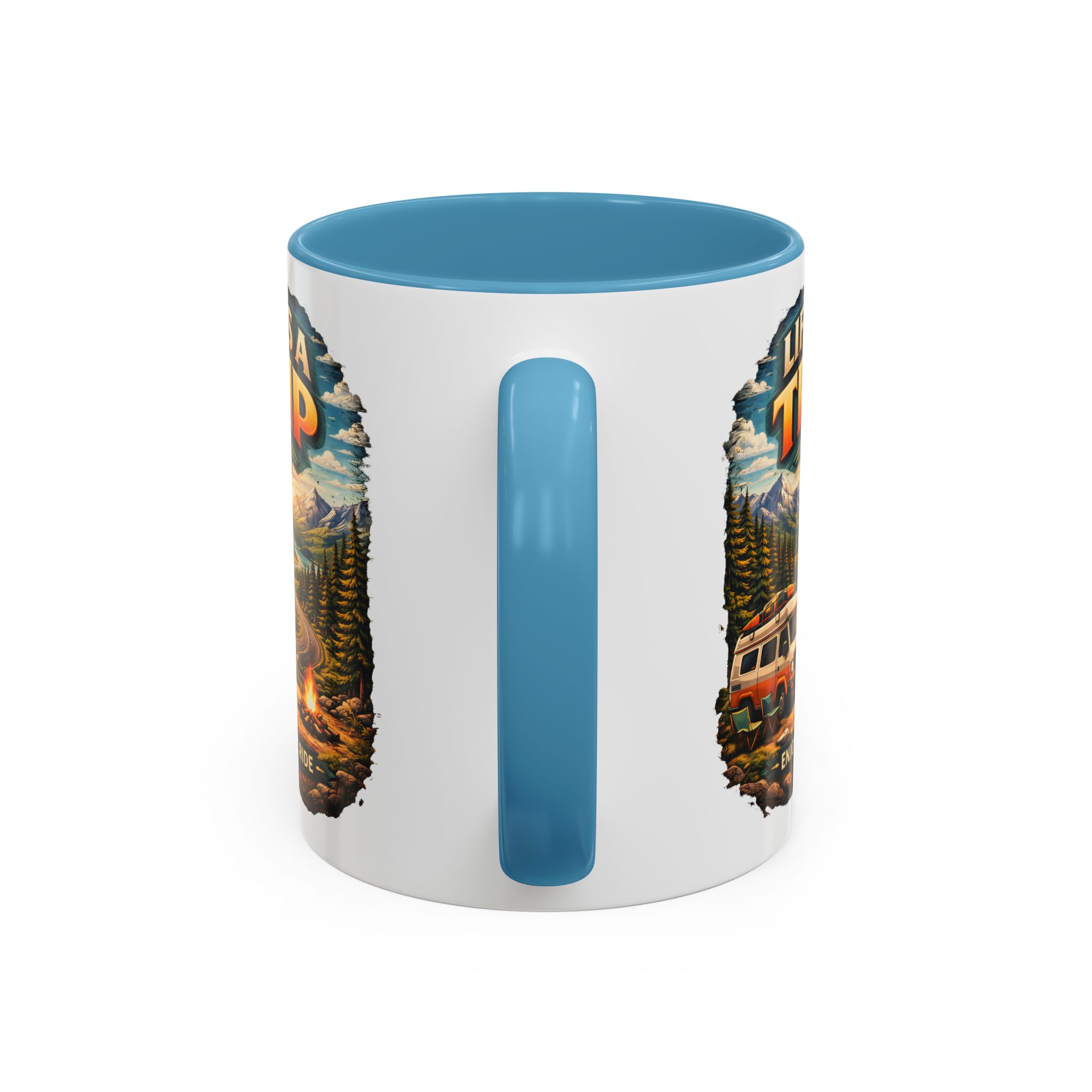 Accent Coffee Mug (11, 15oz) — "Life s A Trip" Design Scenic-Line