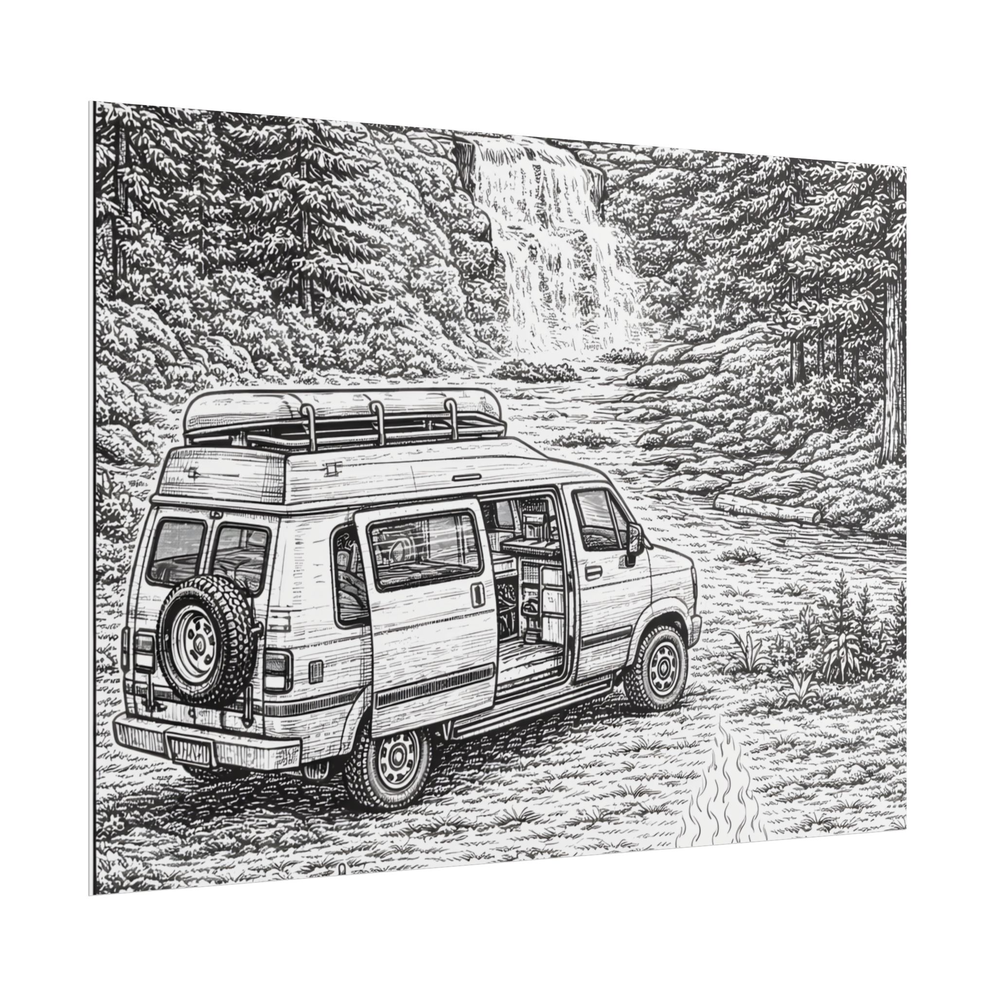 Campervan Poster — Vintage RV Camping Landscape Wall Art
