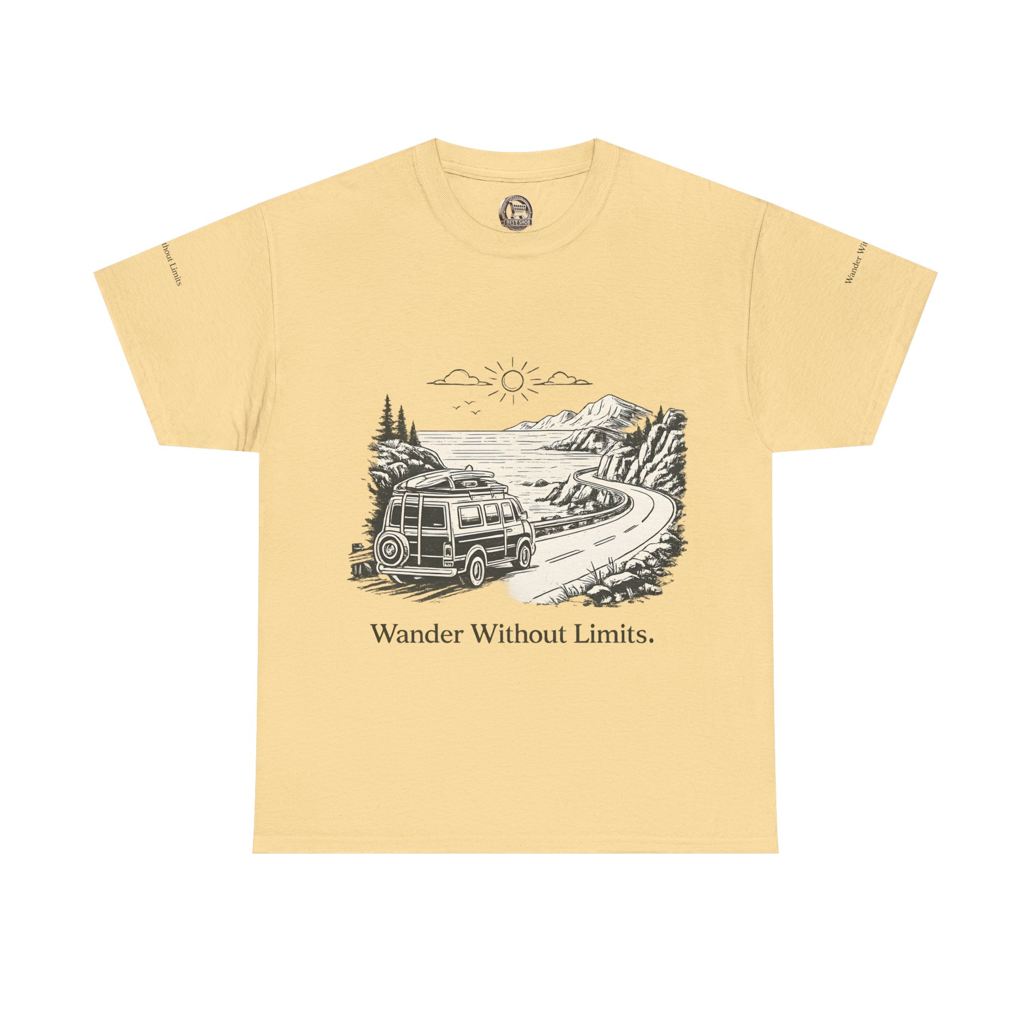 12409918911497621844_2048.jpeg Unisex Heavy Cotton Tee — "Wander Without Limits" Design Minimal-Line