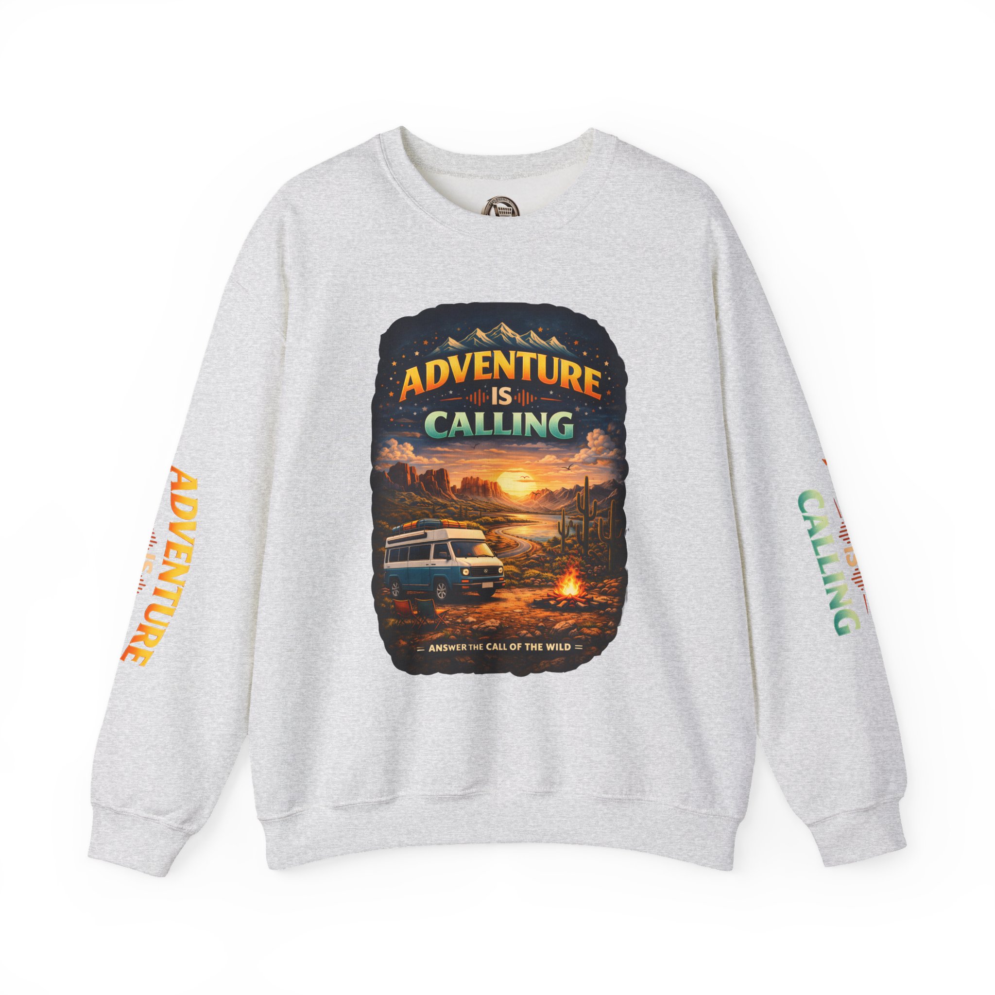 Unisex Heavy Blend™ Crewneck Sweatshirt — "Adventure Is Calling" Design Scenic-Line