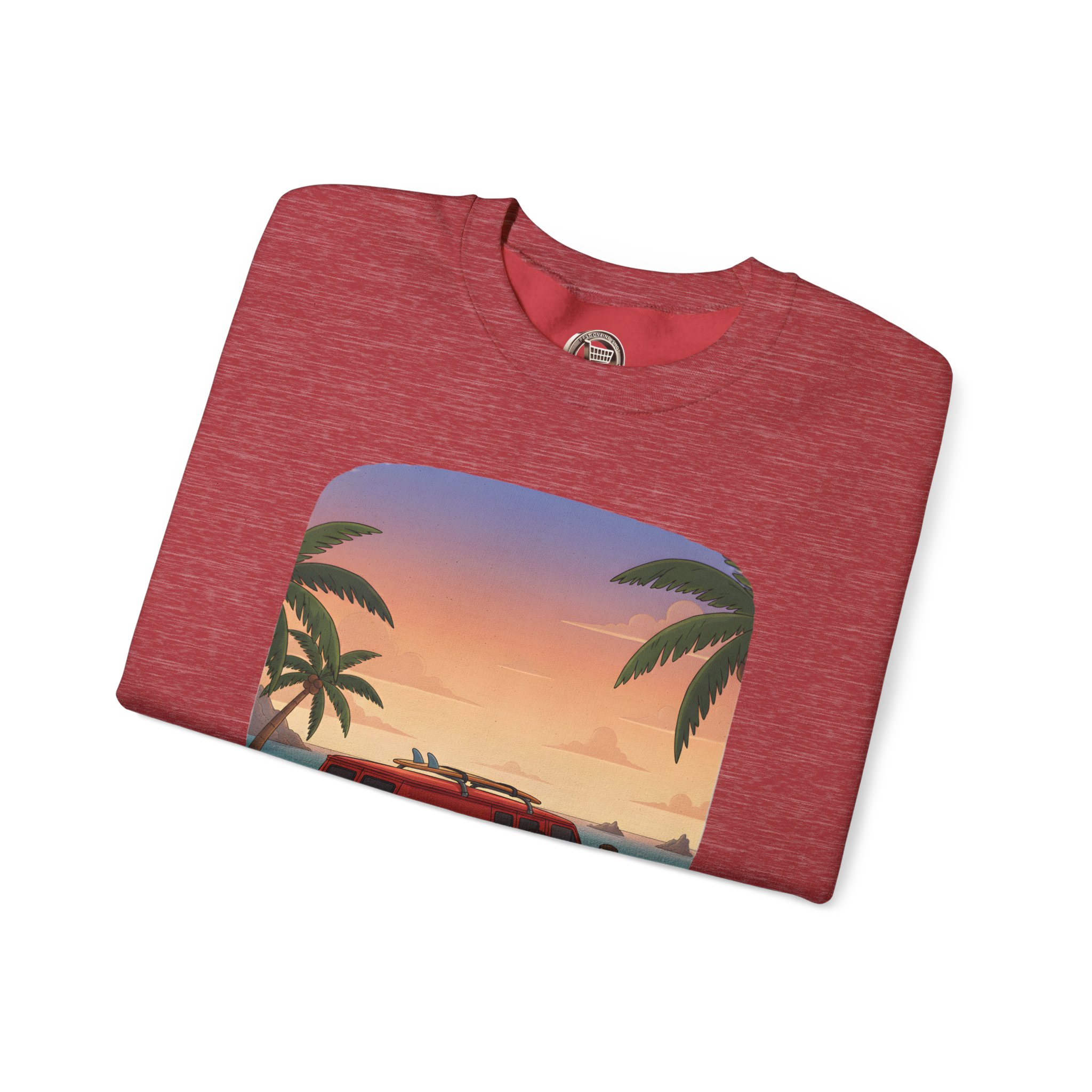 Unisex Heavy Blend™ Crewneck Sweatshirt — "Ocean Air Salty Hair Van Life" Design Sitcom-Line
