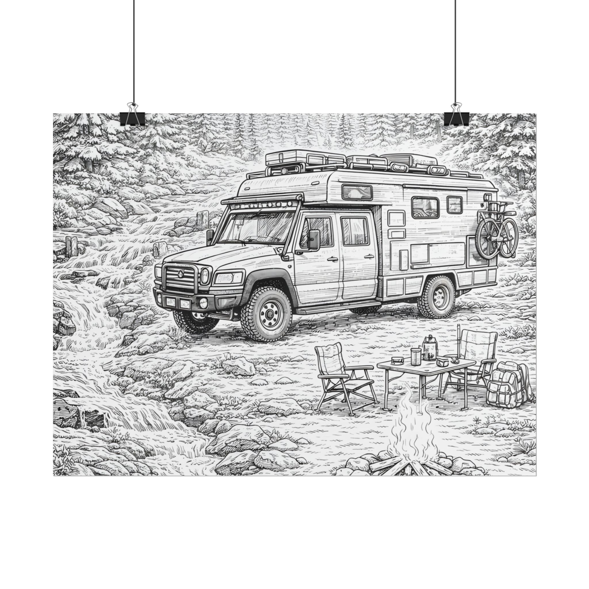 Campervan Poster — Vintage RV Camping Landscape Wall Art