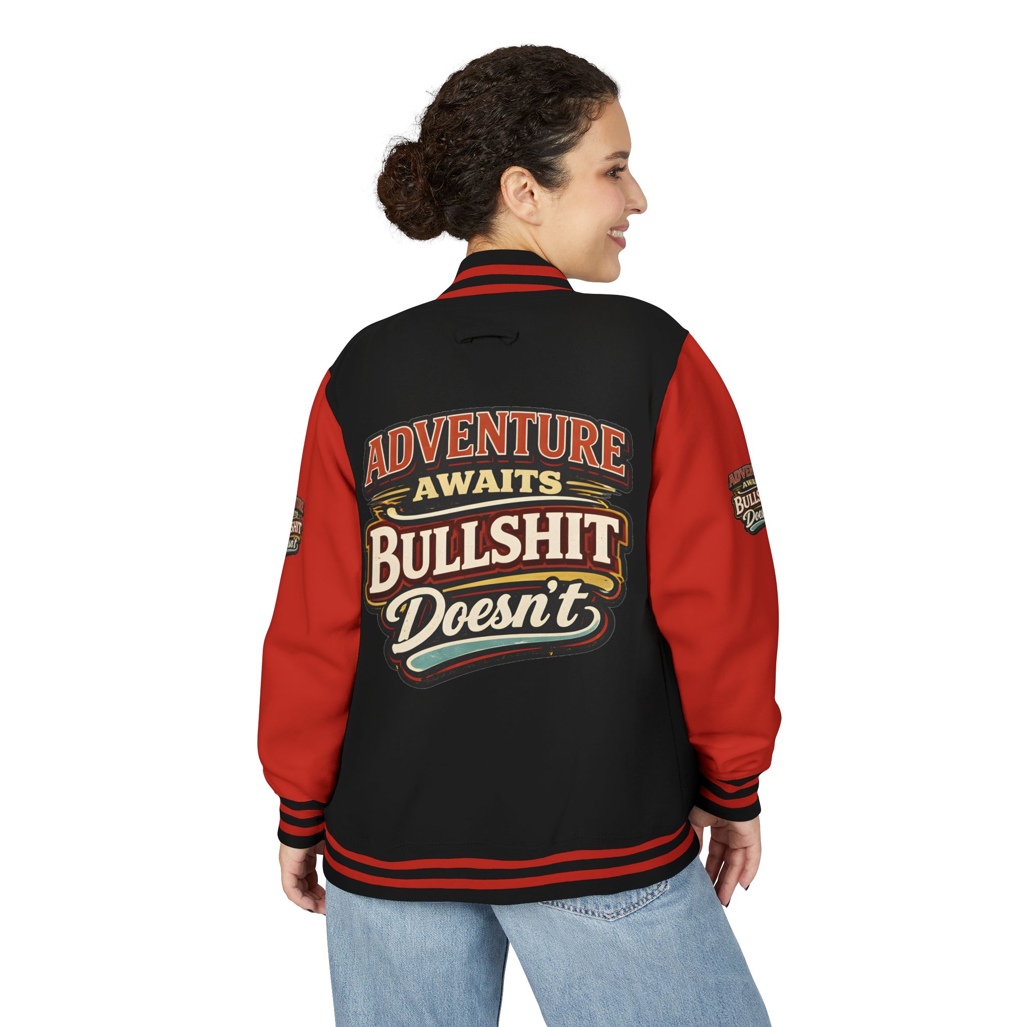 Unisex Heavyweight Letterman Jacket — "Adventure Awaits" Design F**K-Line
