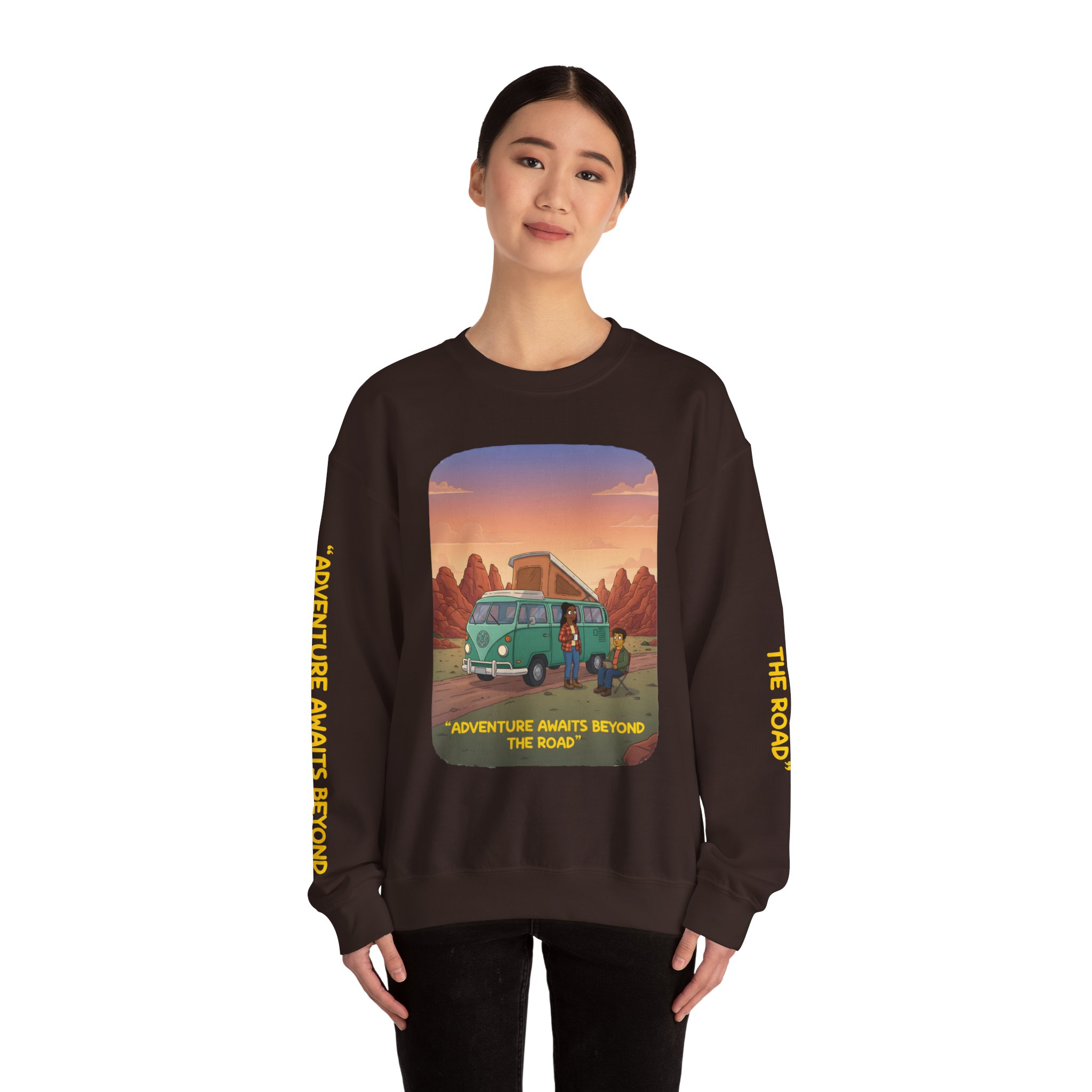 12418898806460472970_2048.jpeg Unisex Heavy Blend™ Crewneck Sweatshirt — "Adventure Awaits Beyond The Road" Design Sitcom-Line