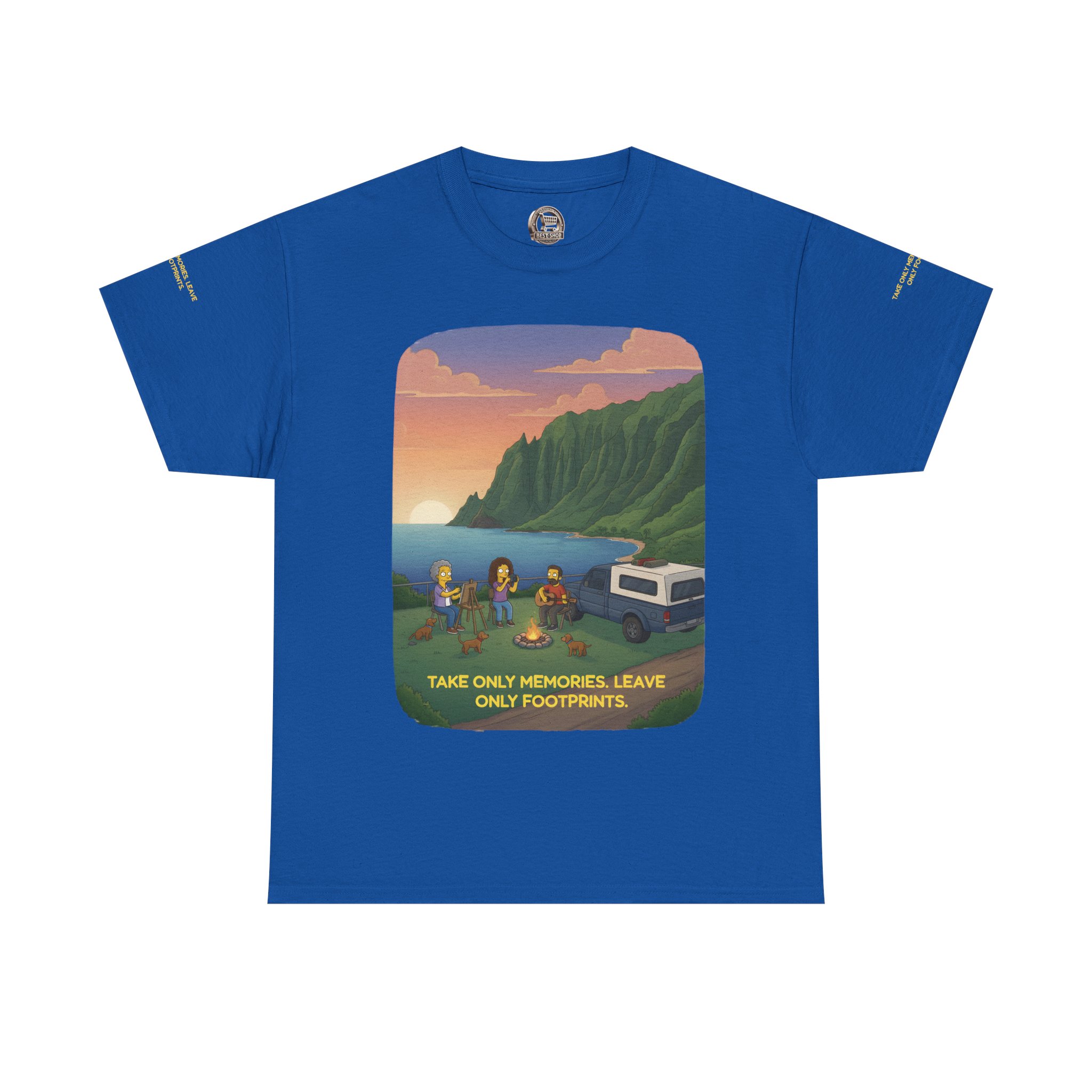 Unisex Heavy Cotton Tee — "Take Only Memories-Leave Only Footprints" Design Sitcom-Line