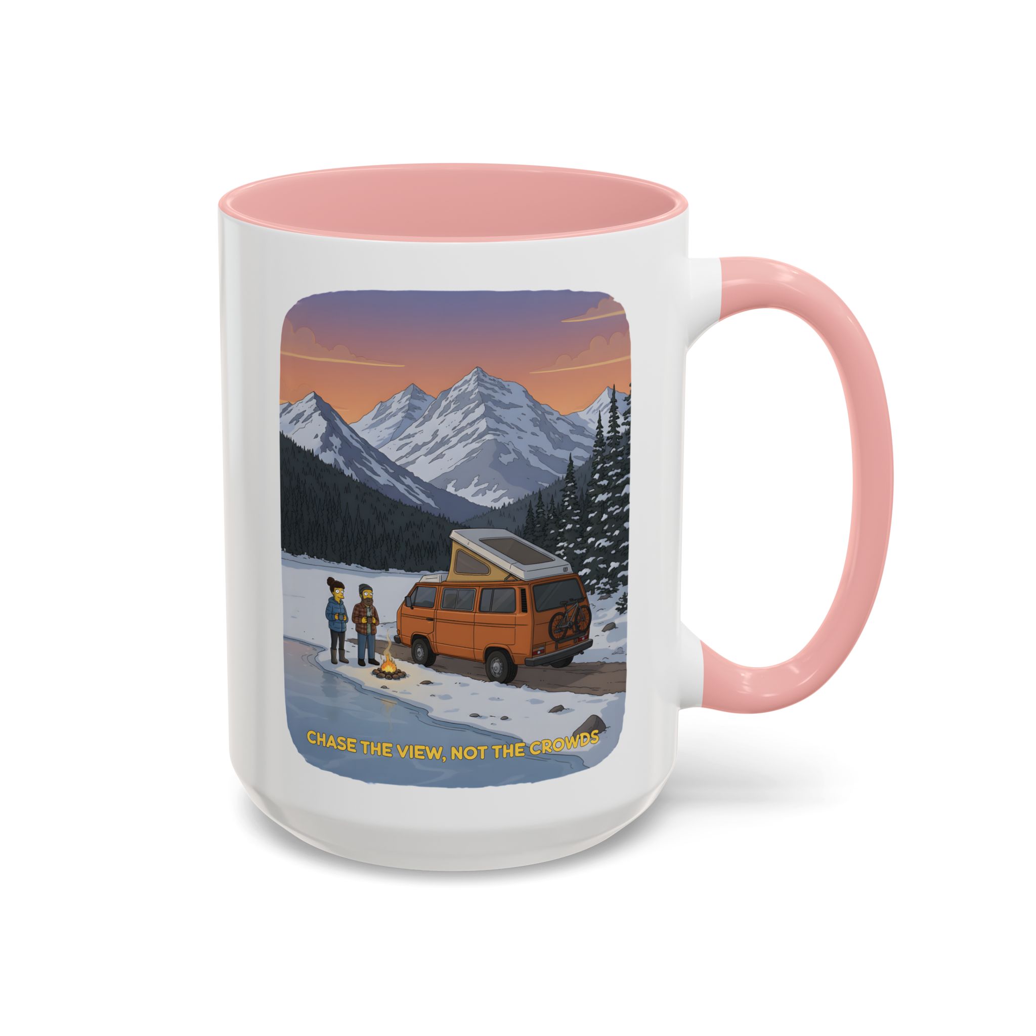 Accent Coffee Mug (11, 15oz) — "Chase The Views-Not The Crowds"" Design Sitcom-Line