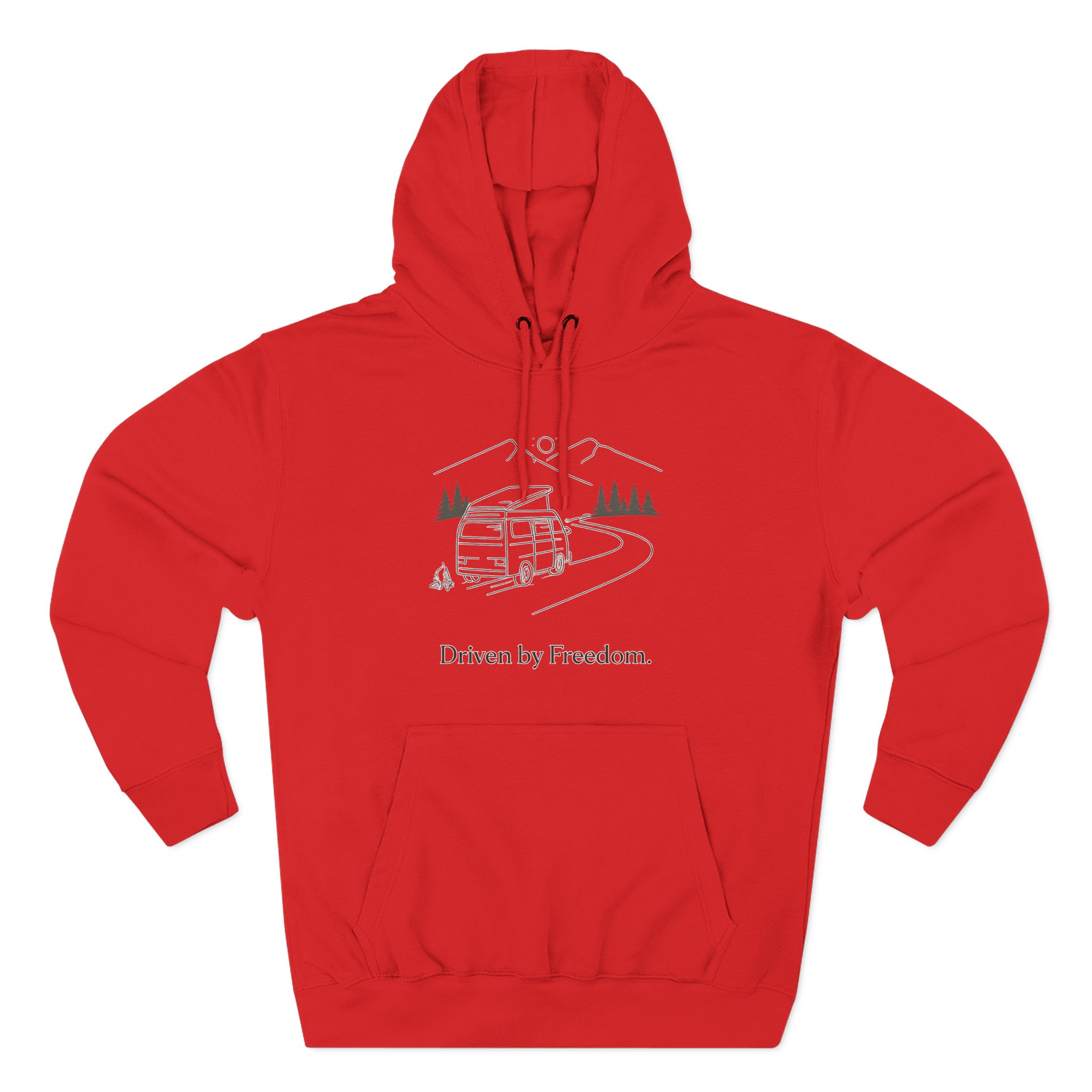 Three-Panel Fleece Hoodie - "Driven By Freedom" Design Minimal-Line