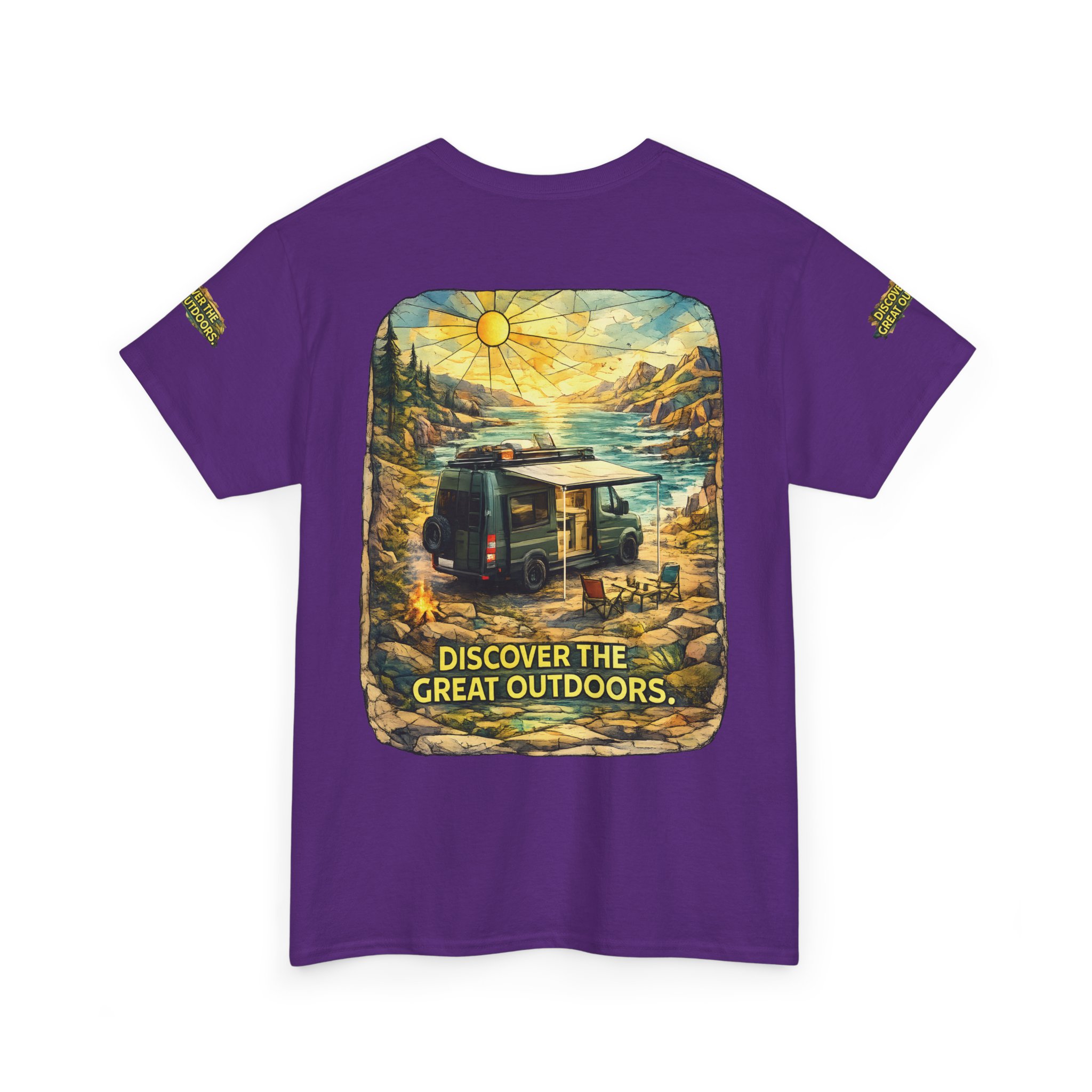 Unisex Heavy Cotton Tee — "Discover The Great Outdoors" Design Cubic-Line