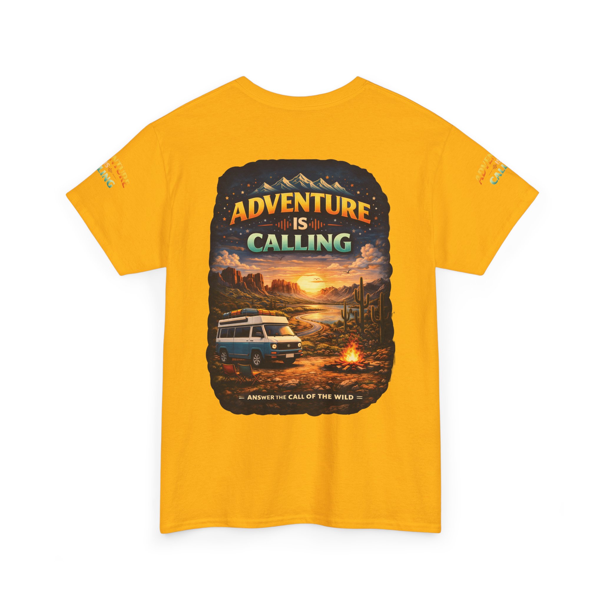 Unisex Heavy Cotton Tee — "Adventure Is Calling" Design Scenic-Line