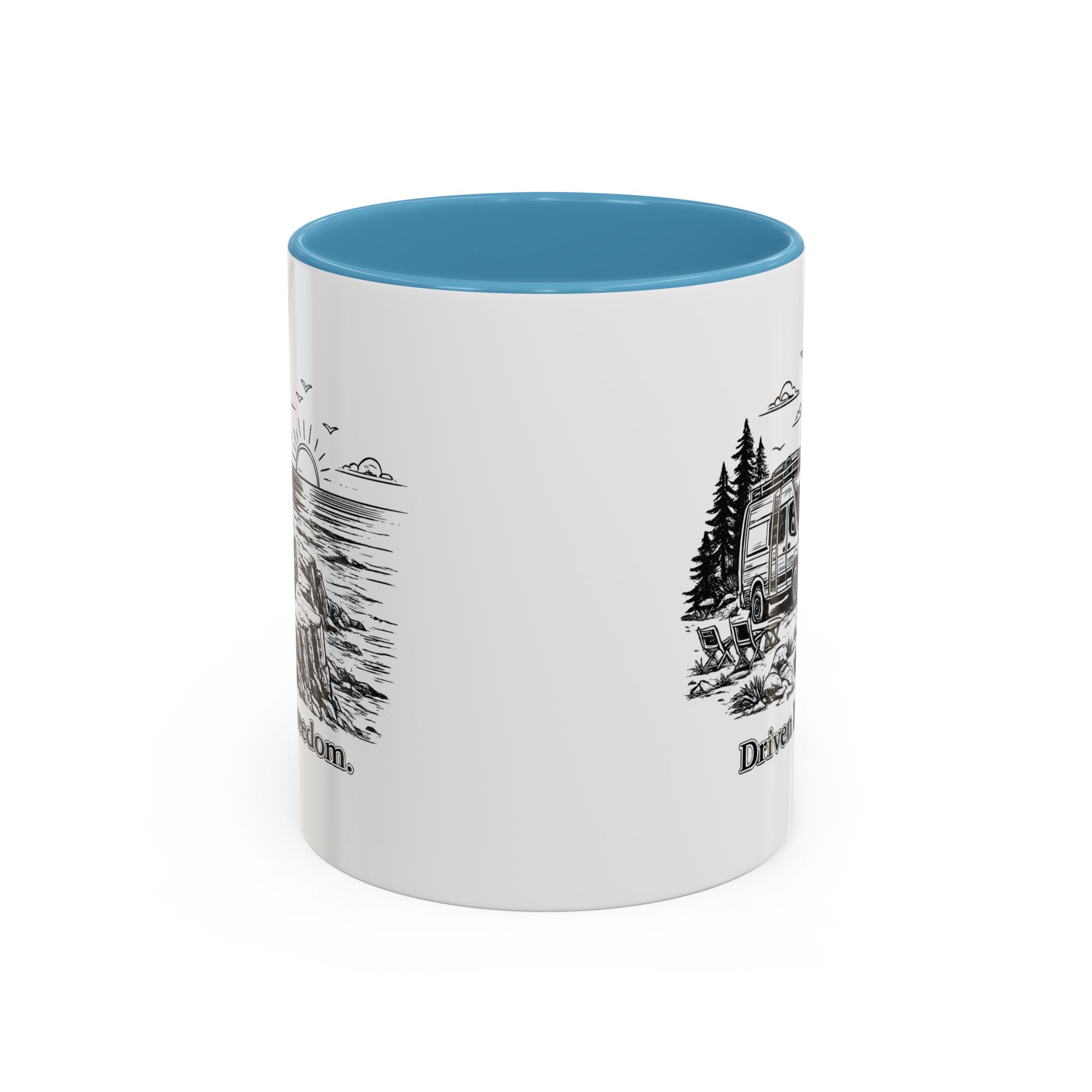 Accent Coffee Mug (11, 15oz) — "Driven By Freedom" Design Minimal-Line