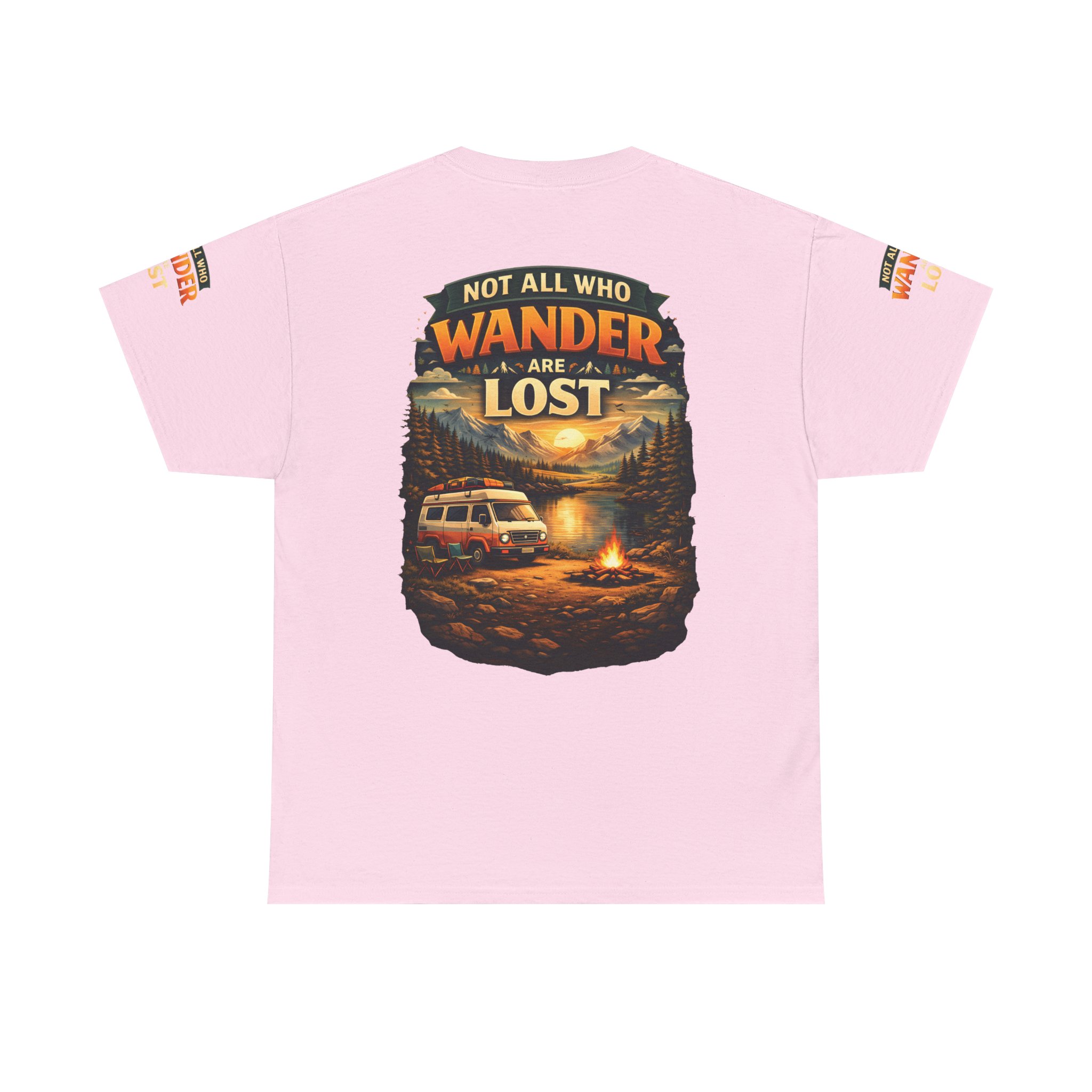 Unisex Heavy Cotton Tee — "Not All Who Wander Are Lost" Design Scenic-Line