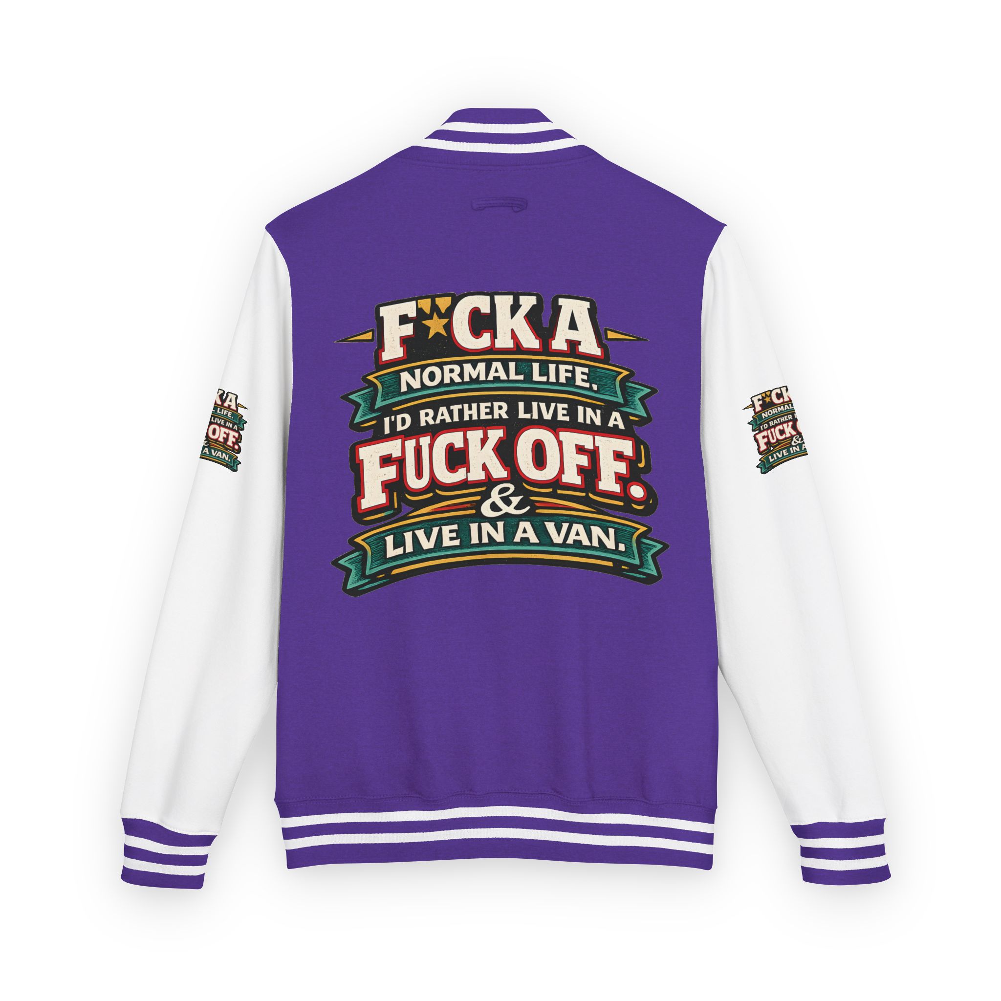 Unisex Heavyweight Letterman Jacket — "Fuck A Normal Life" Design F**K-Line