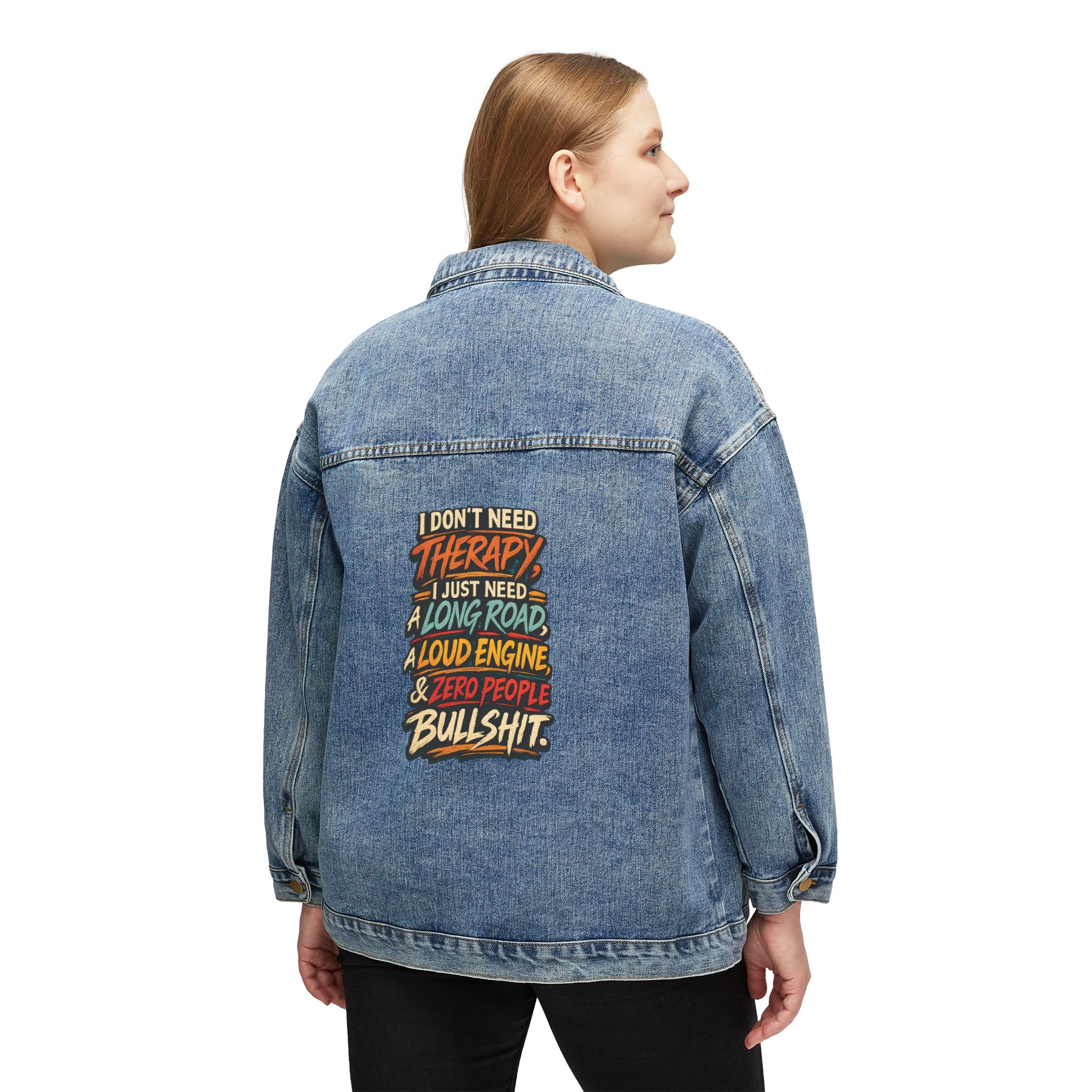 Women's Denim Jacket — "I Dont Need Therapy" Design F**K-Line