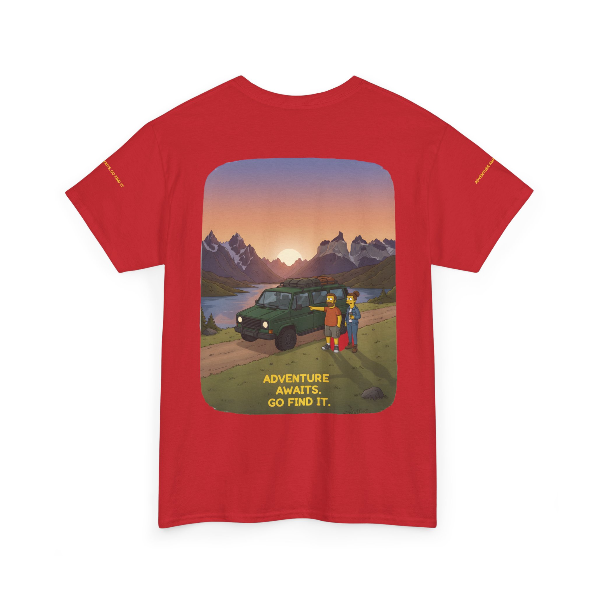 Unisex Heavy Cotton Tee — "Adventure Awaits-Go Find It" Design Sitcom-Line