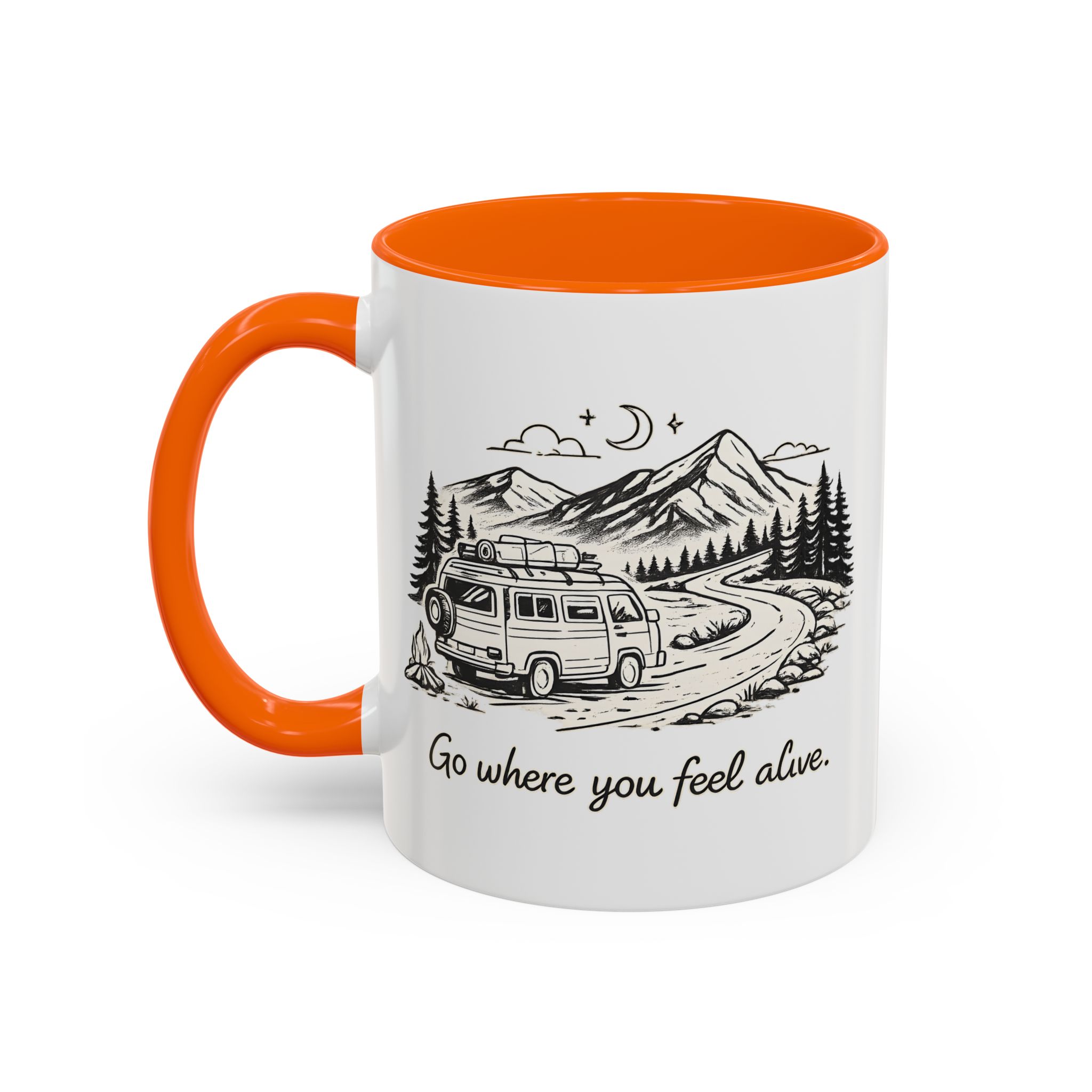 Accent Coffee Mug (11, 15oz) — "Go Where You Feel Alive" Design Minimal-Line