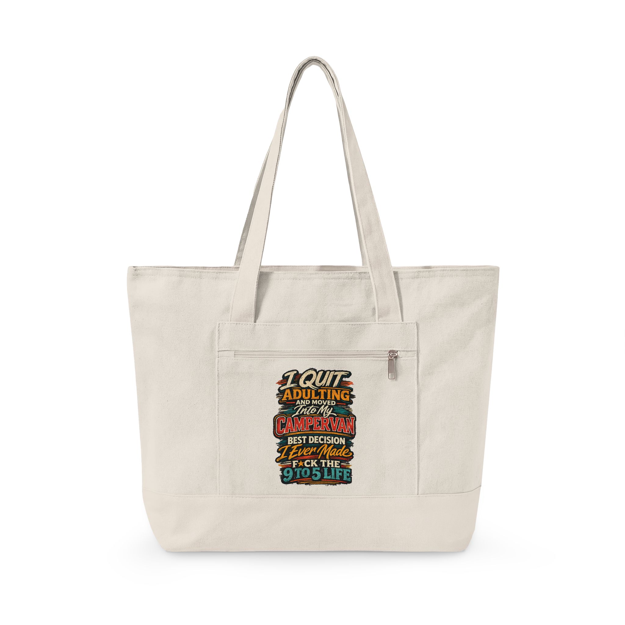 Zippered Canvas Tote — "I Quit Adulting" (Design F**K-Line)