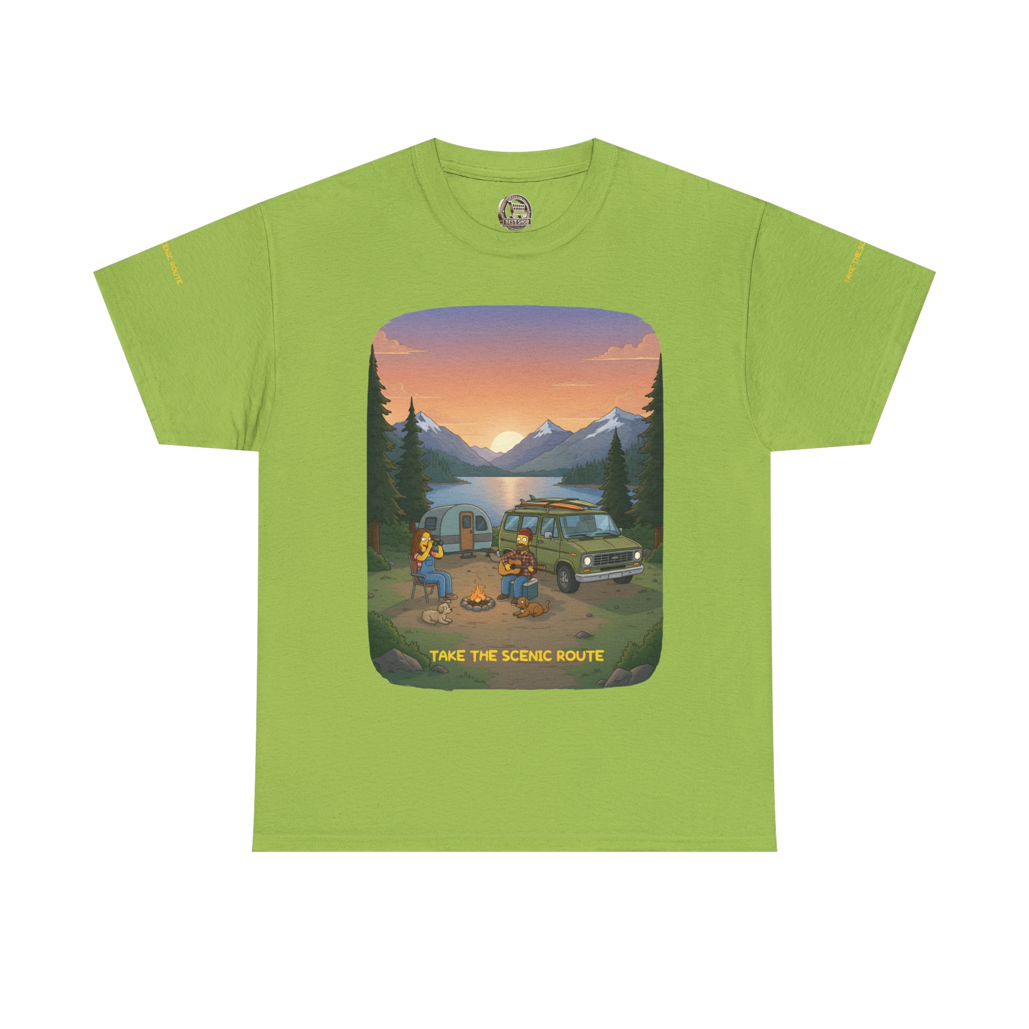 Unisex Heavy Cotton Tee — "Take The Scenic Route" Design Sitcom-Line