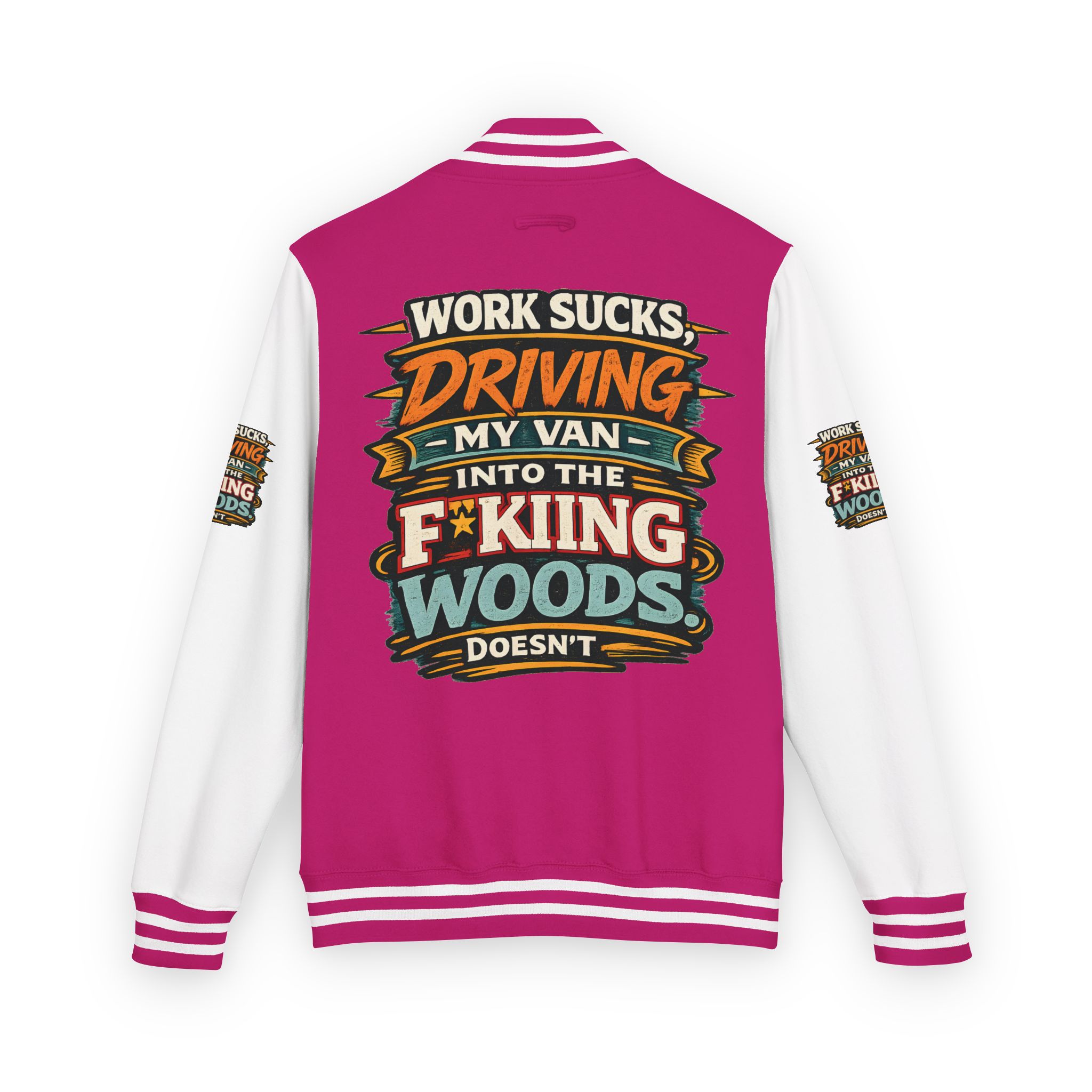 Unisex Heavyweight Letterman Jacket — "Work Sucks" Design F**K-Line