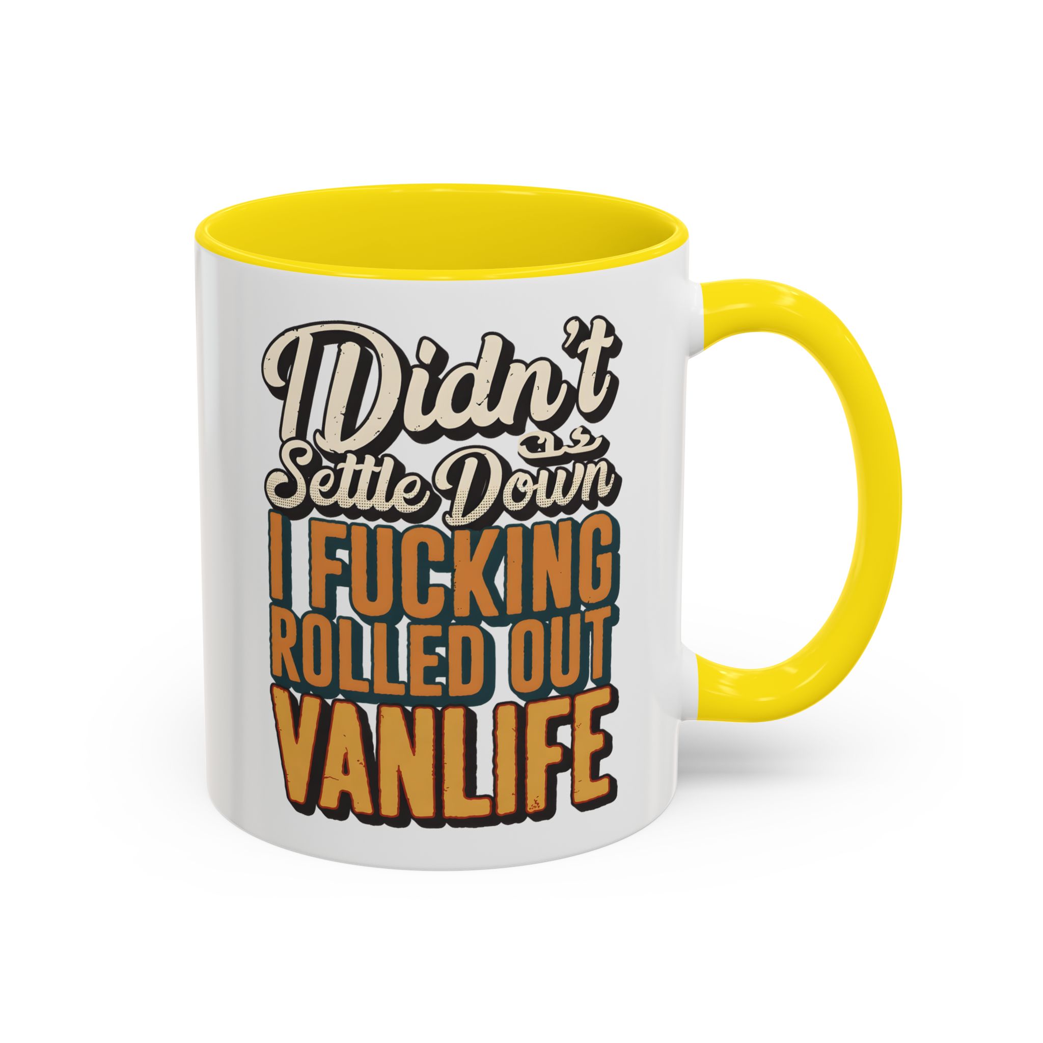 Accent Coffee Mug (11, 15oz) — "Dind´t Settle Down" Design F**K-Line