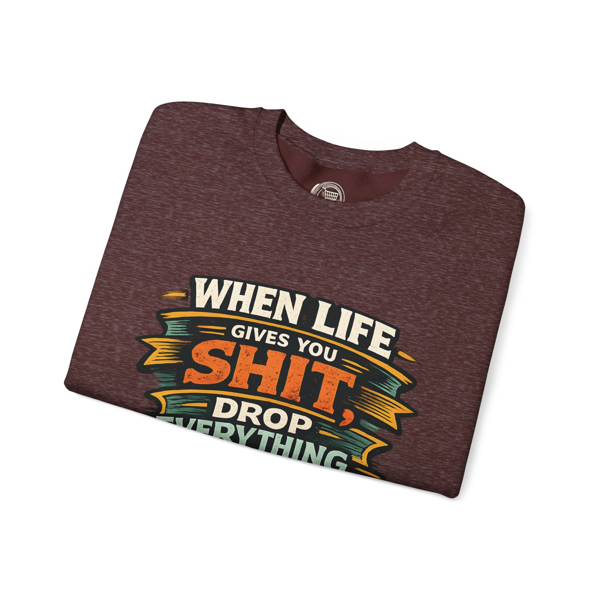 Unisex Heavy Blend™ Crewneck Sweatshirt — "When Live Gives You Shit" Design F**K-Line