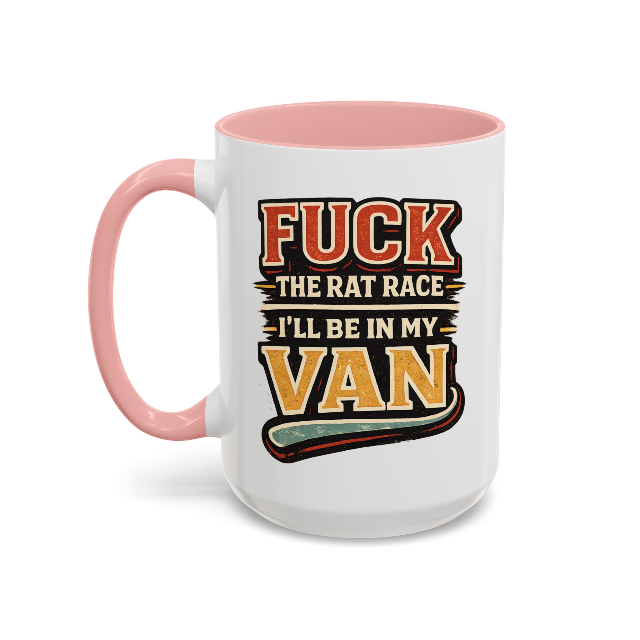 Accent Coffee Mug (11, 15oz) — "Fuck The Rat Race" Design F**K-Line
