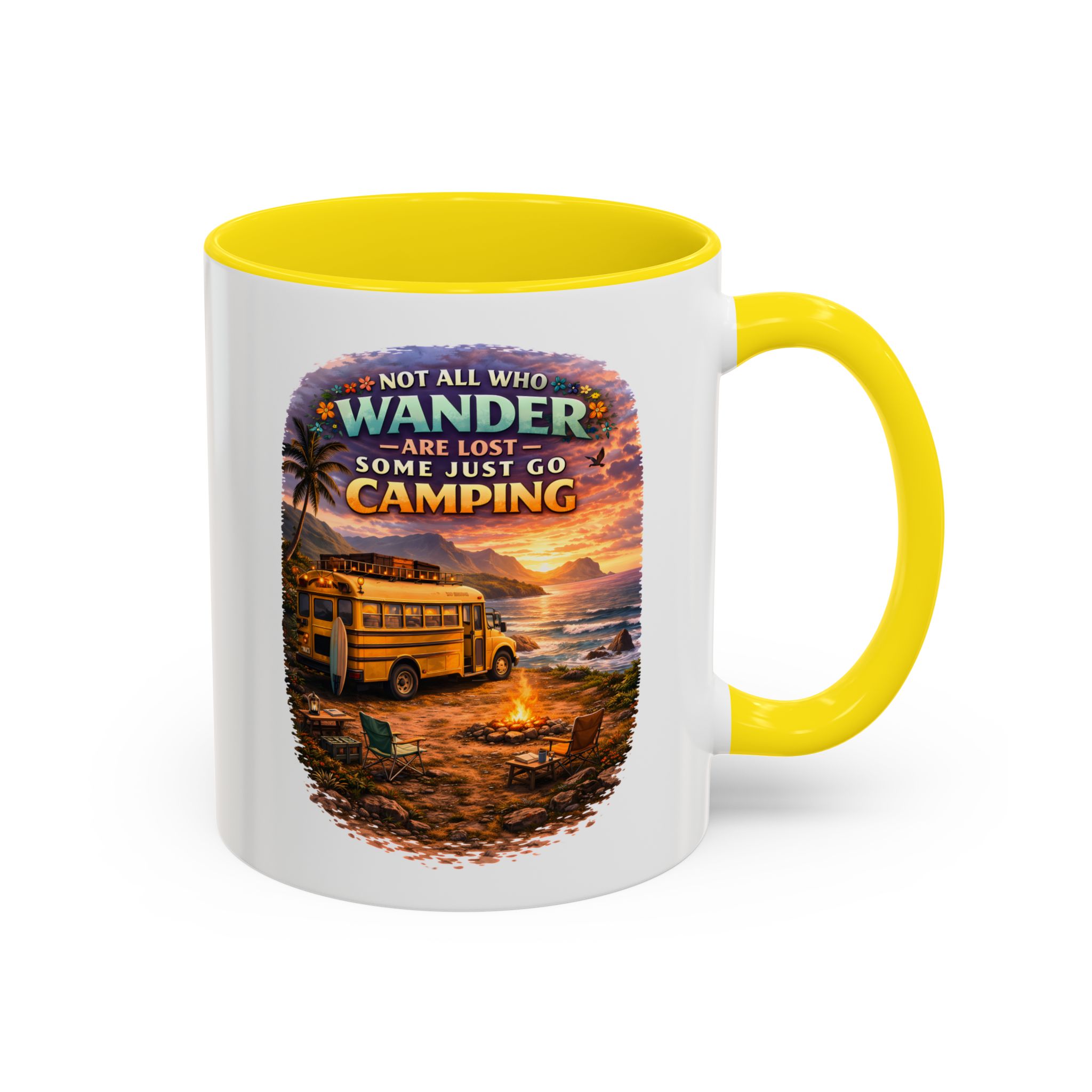 Accent Coffee Mug (11, 15oz) — "Not All Who Wander Are Lost" Design Scenic-Line