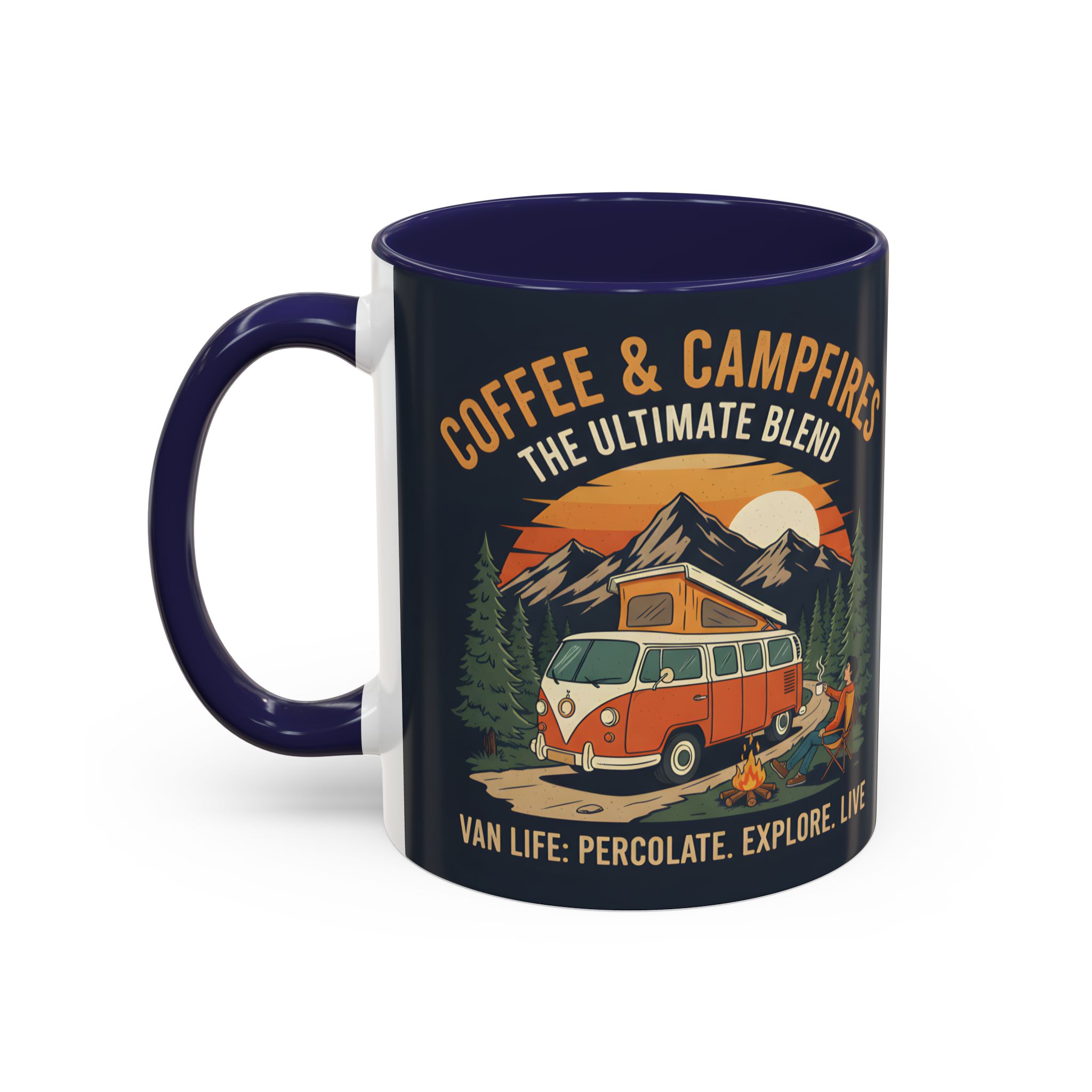Accent Coffee Mug (11, 15oz) — "Coffee and campfires"