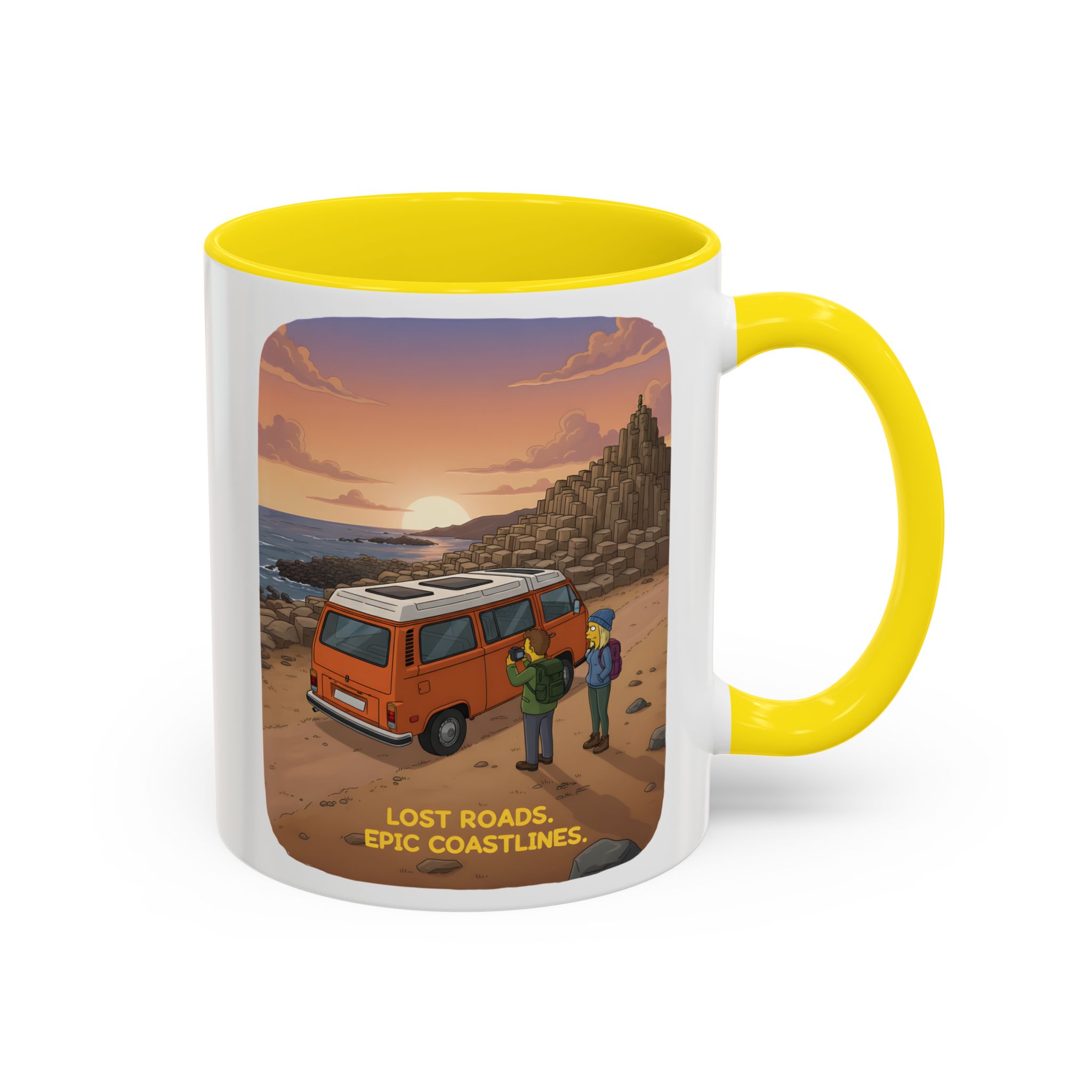 Accent Coffee Mug (11, 15oz) — "Lost Roads Epic Coastlines" Design Sitcom-Line