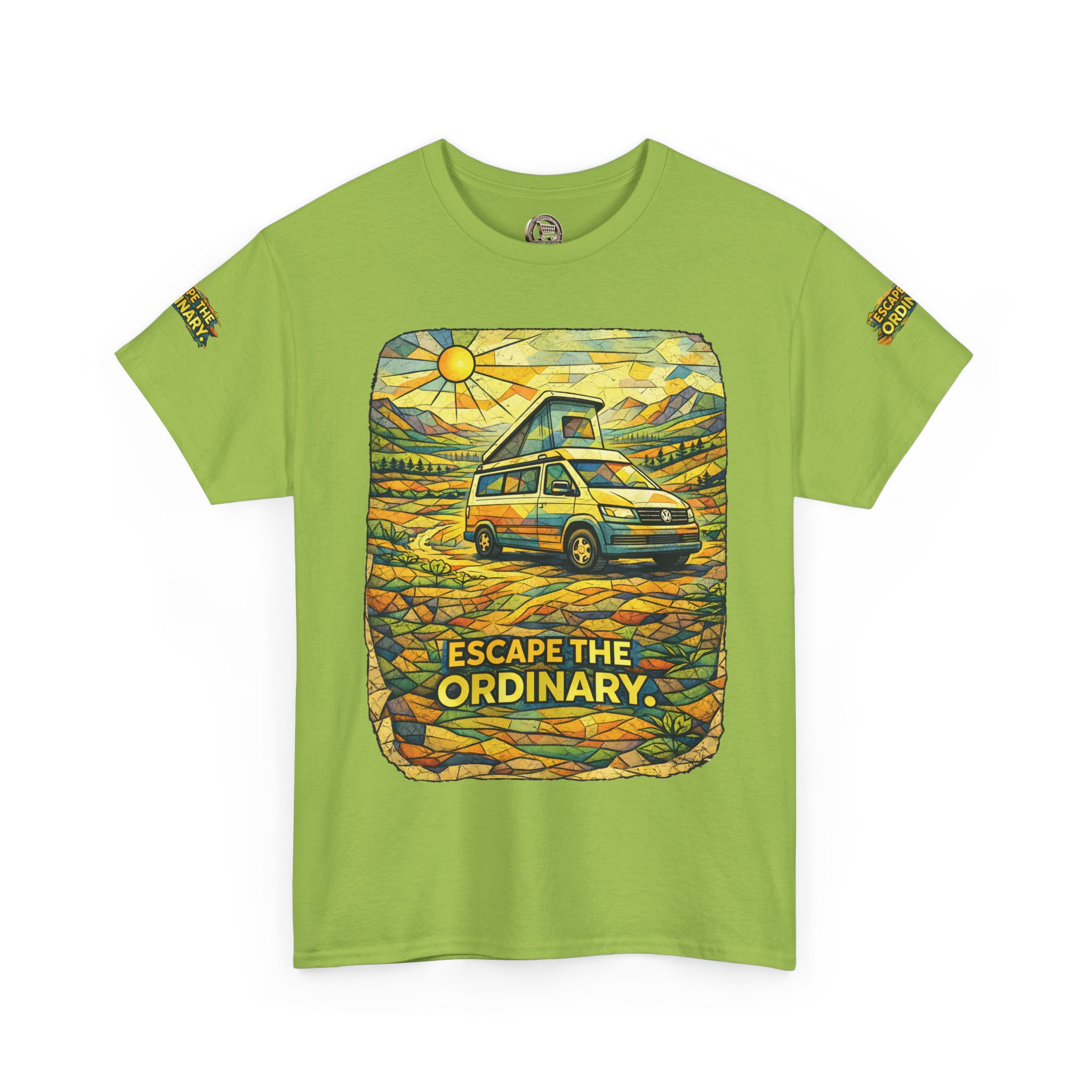 12497857965960267486_2048.jpeg Unisex Heavy Cotton Tee — "Escape The Ordinary" Design Cubic-Line