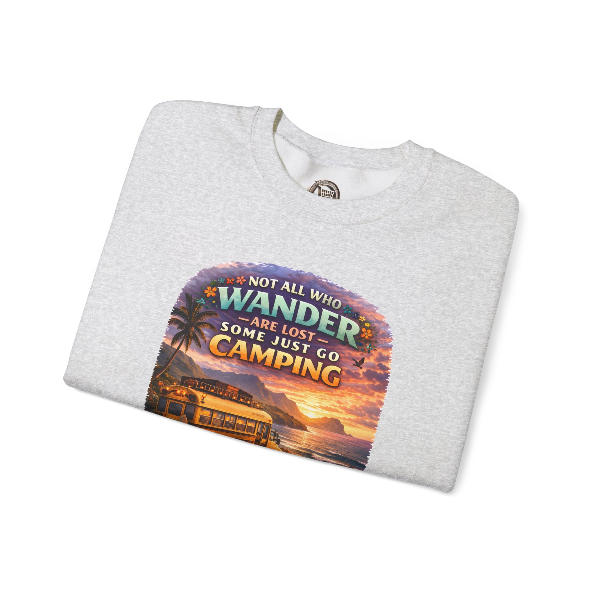 Unisex Heavy Blend™ Crewneck Sweatshirt — "Not All Who Wander Are Lost" Design Scenic-Line